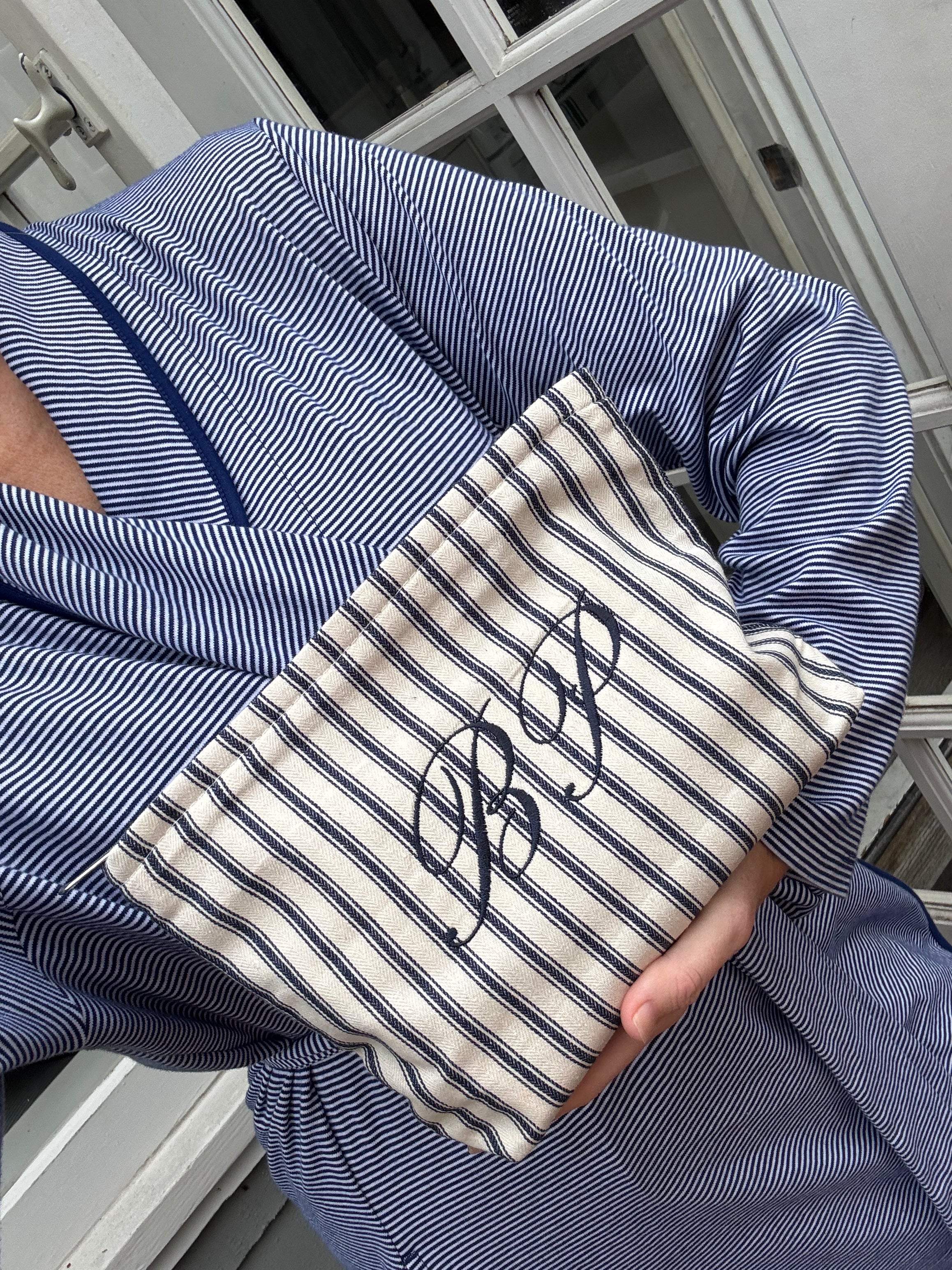 Ticking Stripe Makeup Bag
