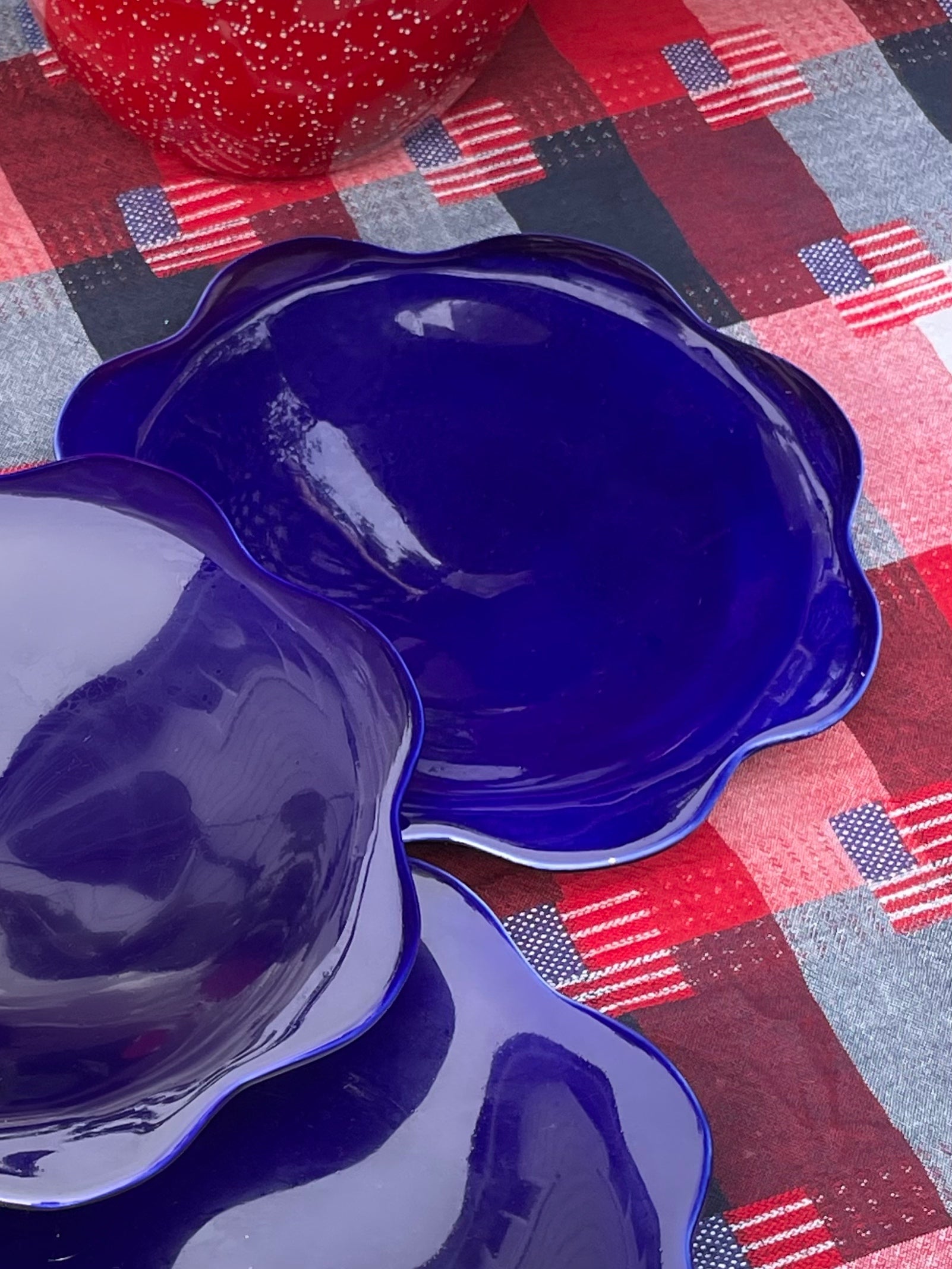 Indigo Flower Salad Plates, Set of 5