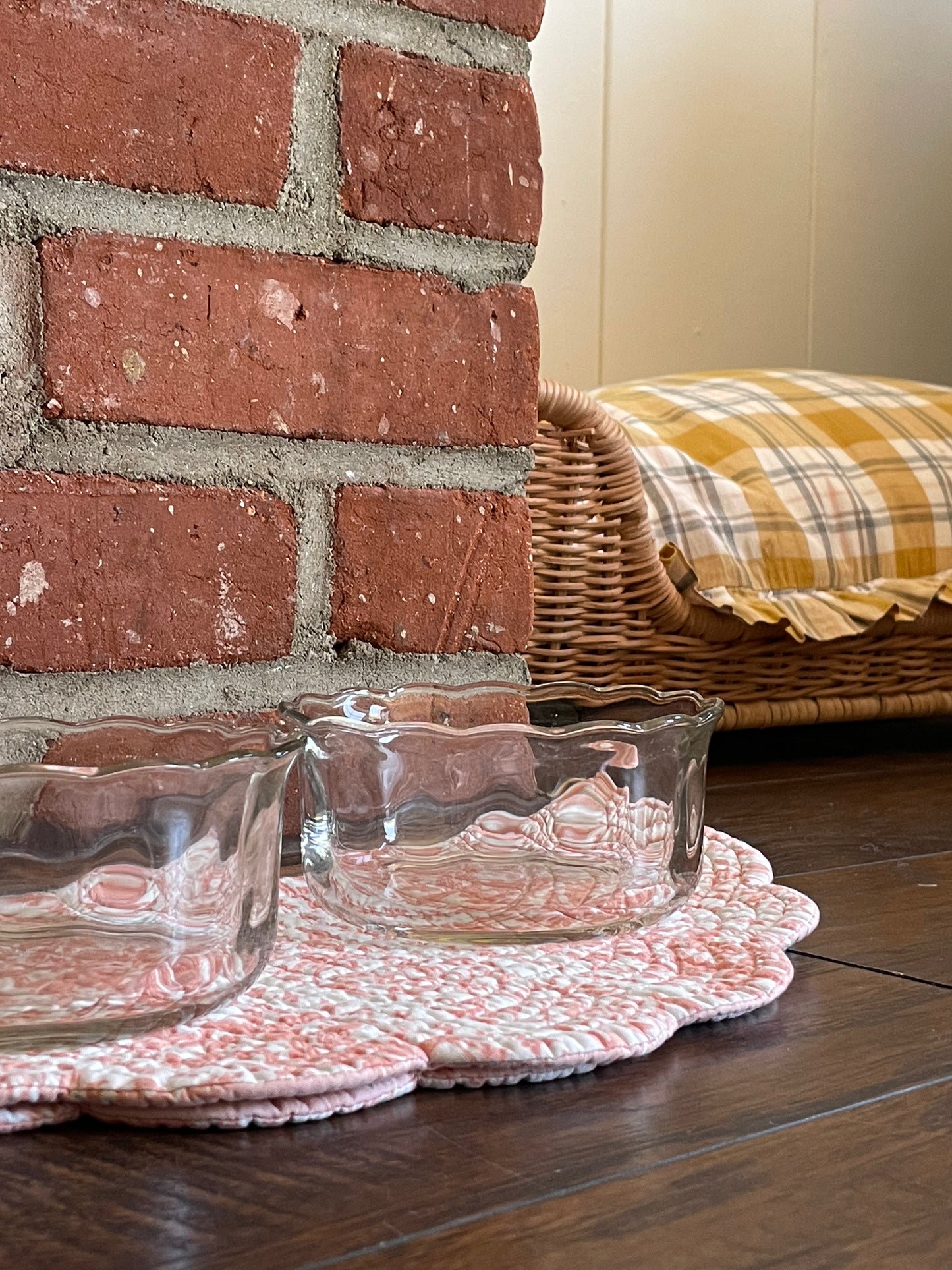 Scalloped Glass Pet Bowls, Set of 2