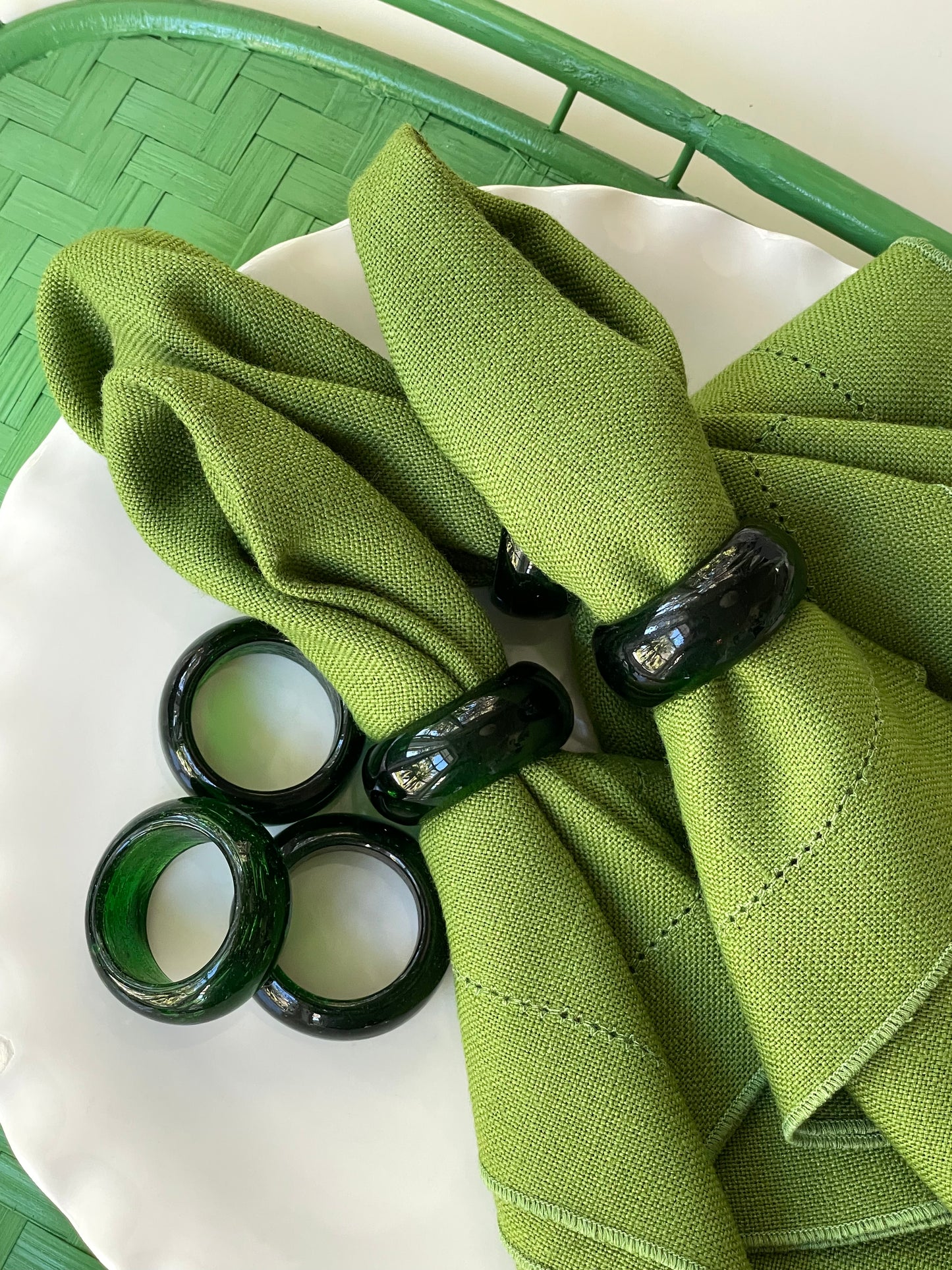 Salt Spray Glass Napkin Rings, Set of 6