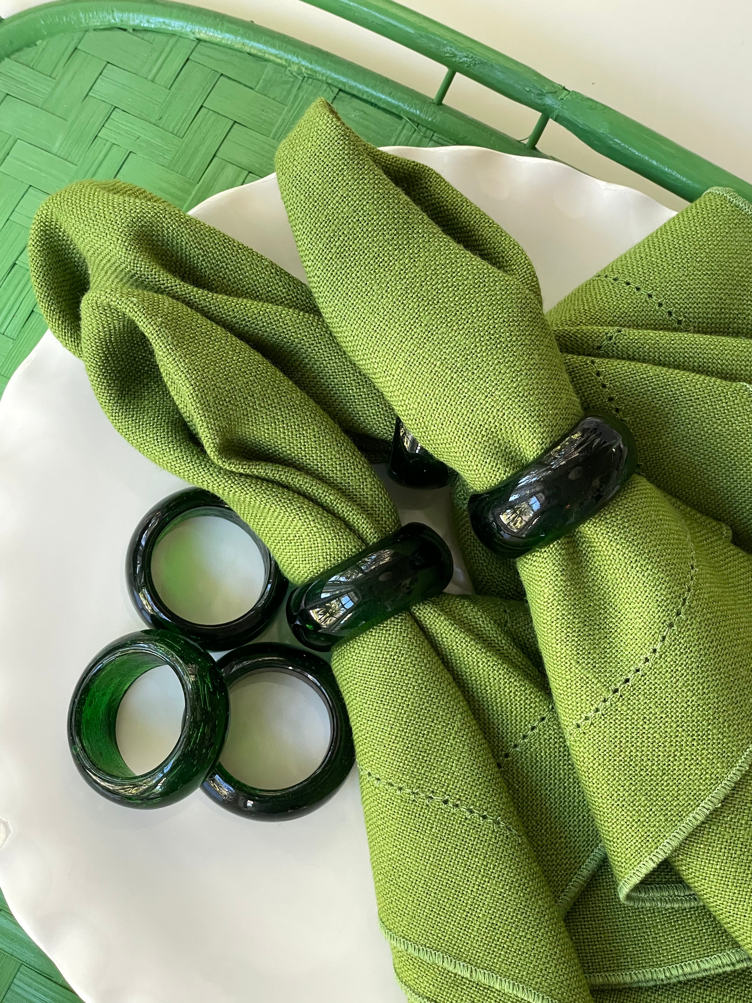Salt Spray Glass Napkin Rings, Set of 6