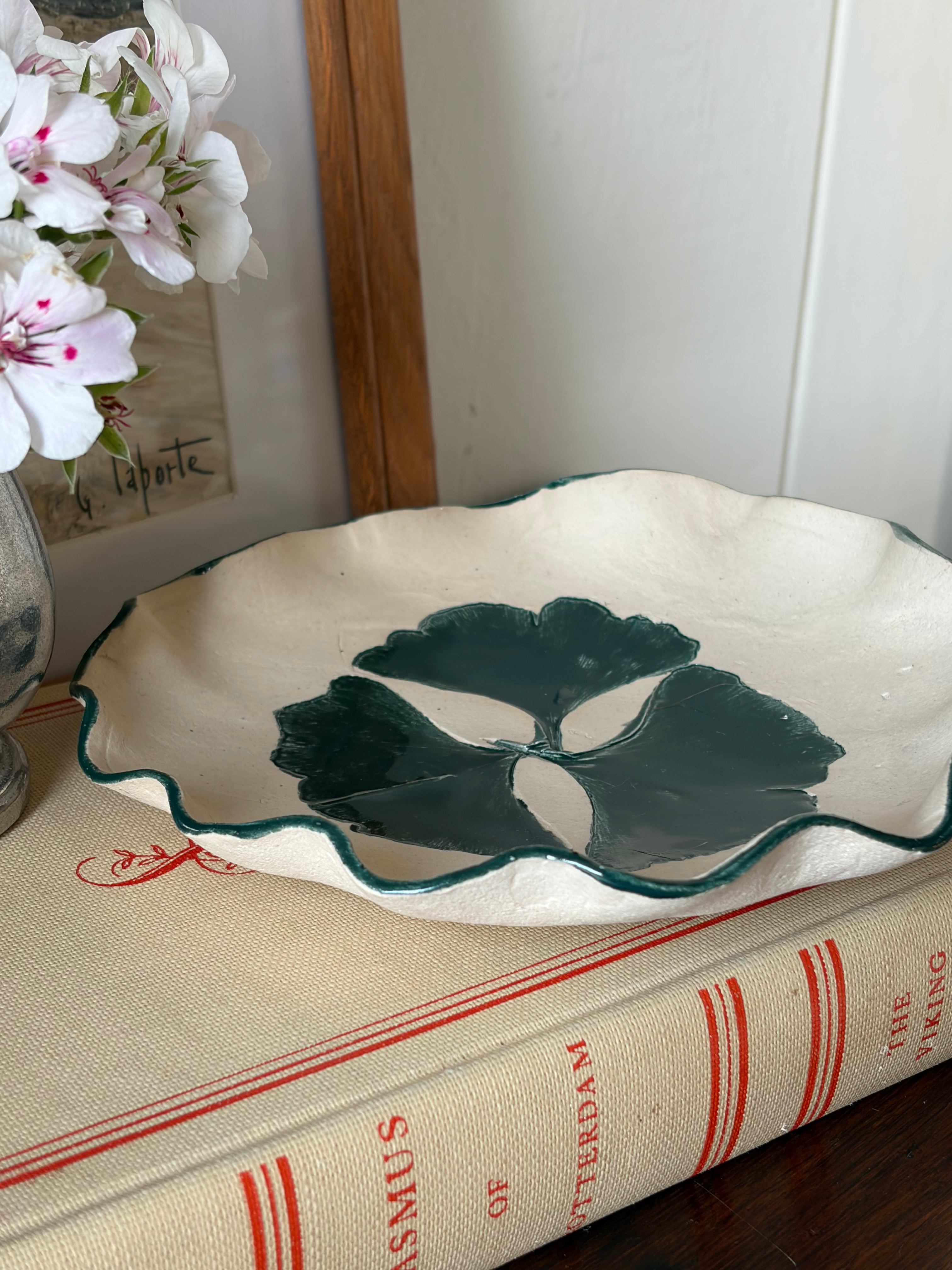 Lucky Clover Art-Pottery Trinket Dish