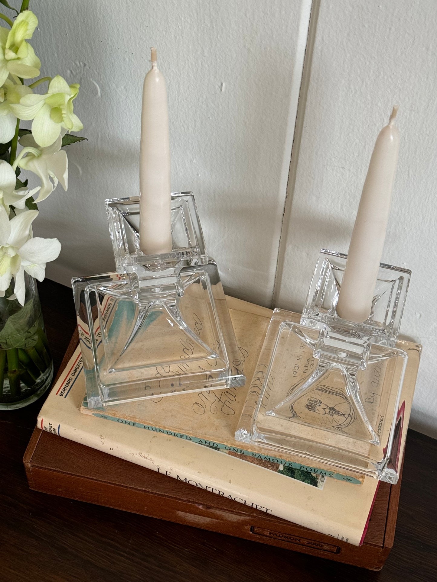 Golden Hour Crystal Candlesticks, Set of 2