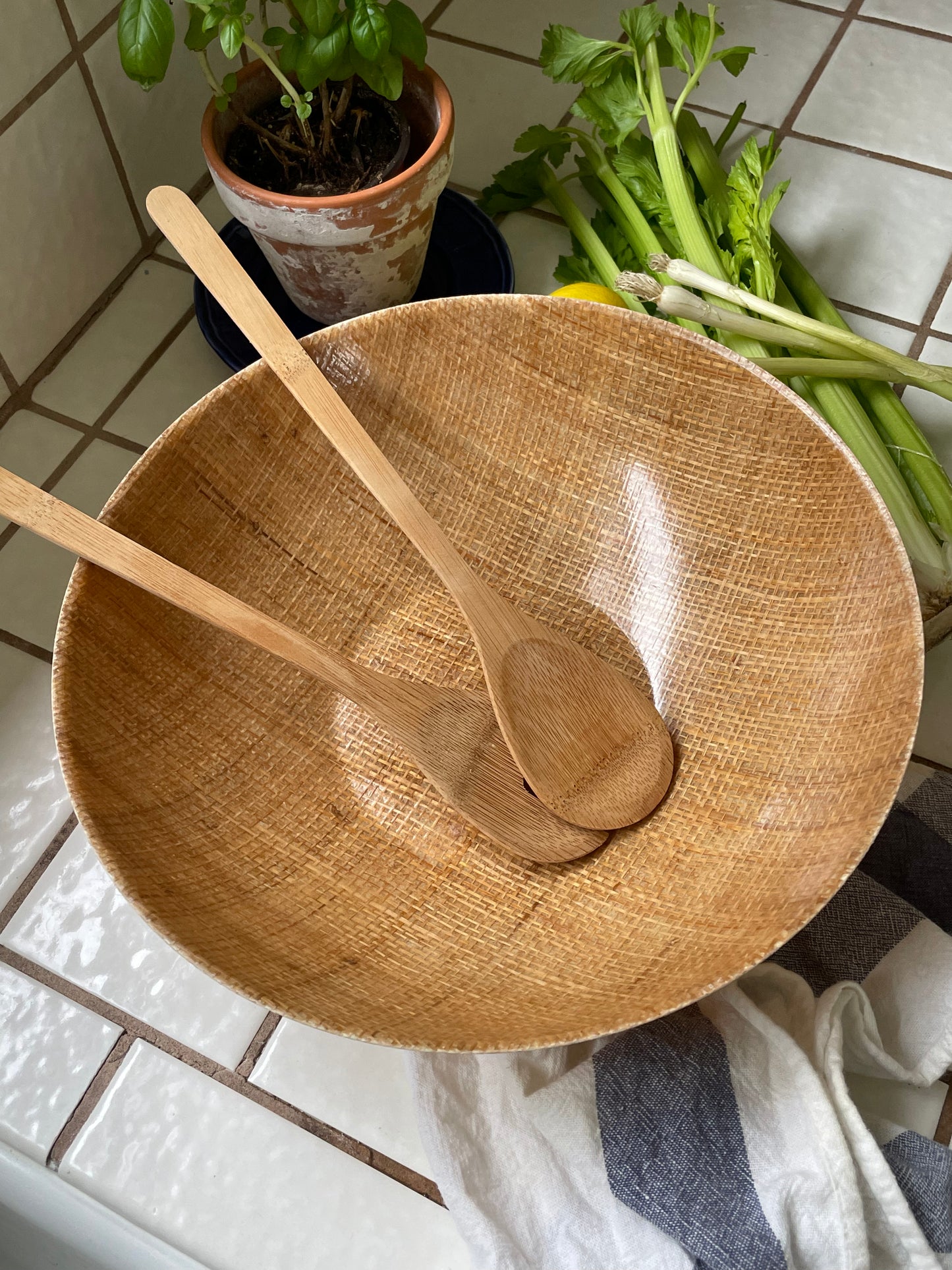 Woven Resin Coated Serving Bowl