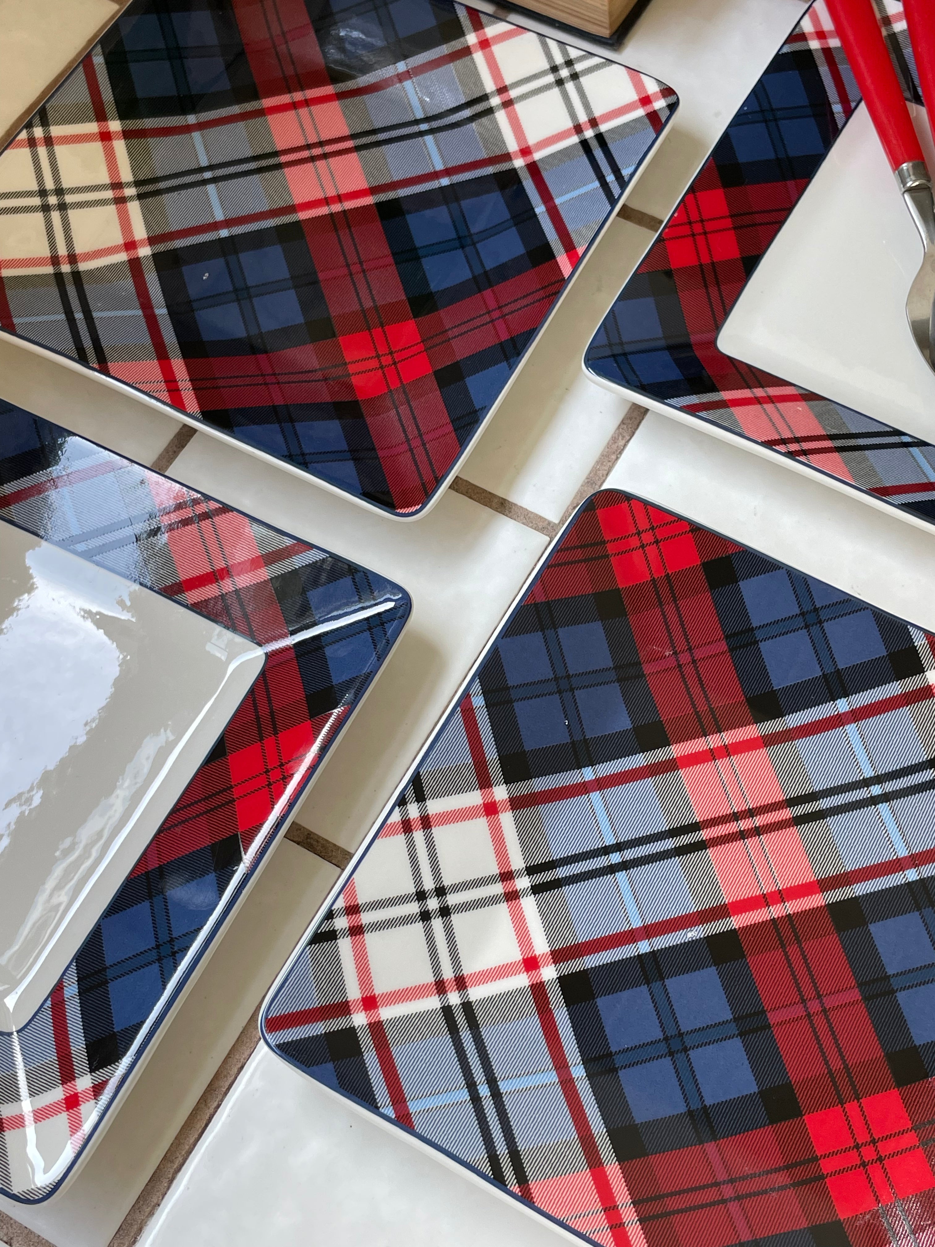 Penn Plaid Dessert Plates, Set of 4