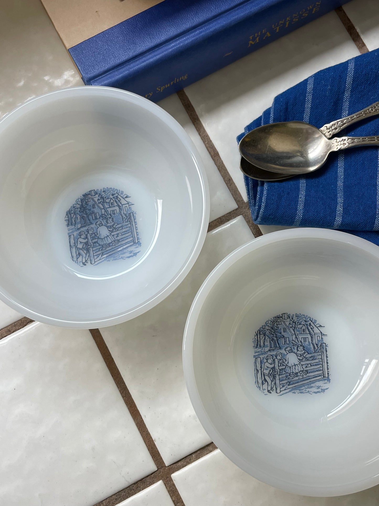Woodbridge Milk-Glass Bowls, Set of 2