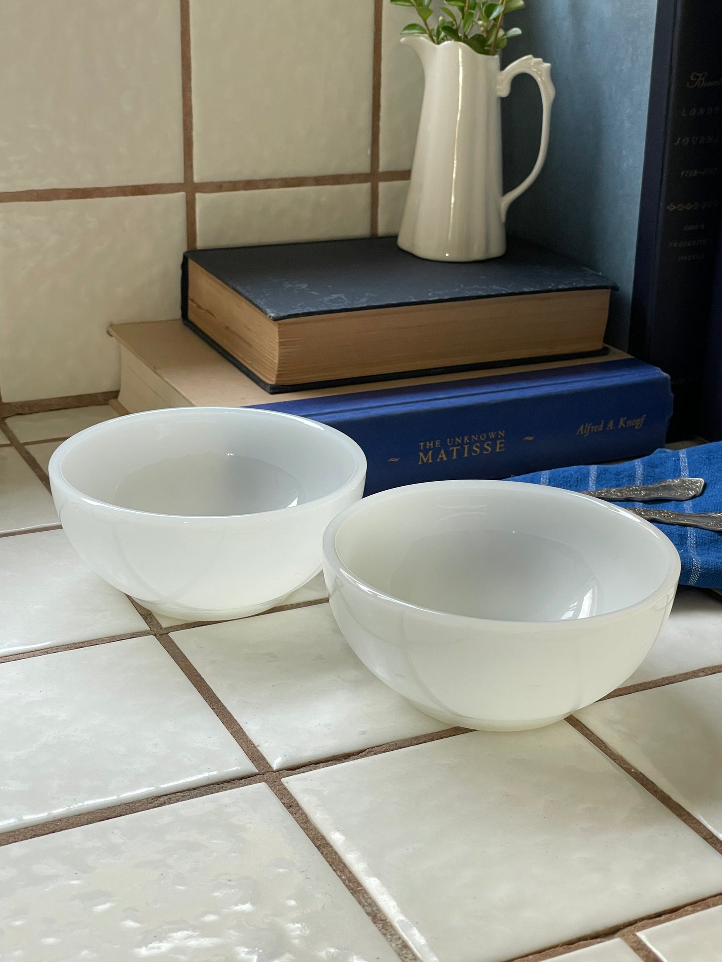 Woodbridge Milk-Glass Bowls, Set of 2