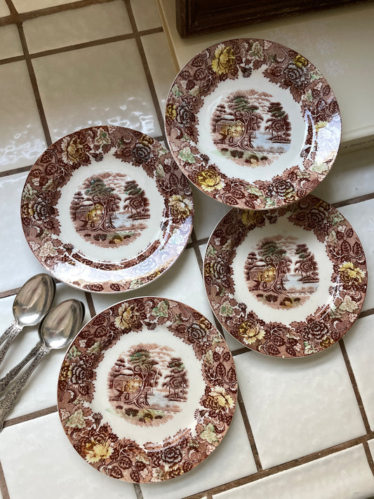 Mountain Woodland Appetizer Plates, Set of 4