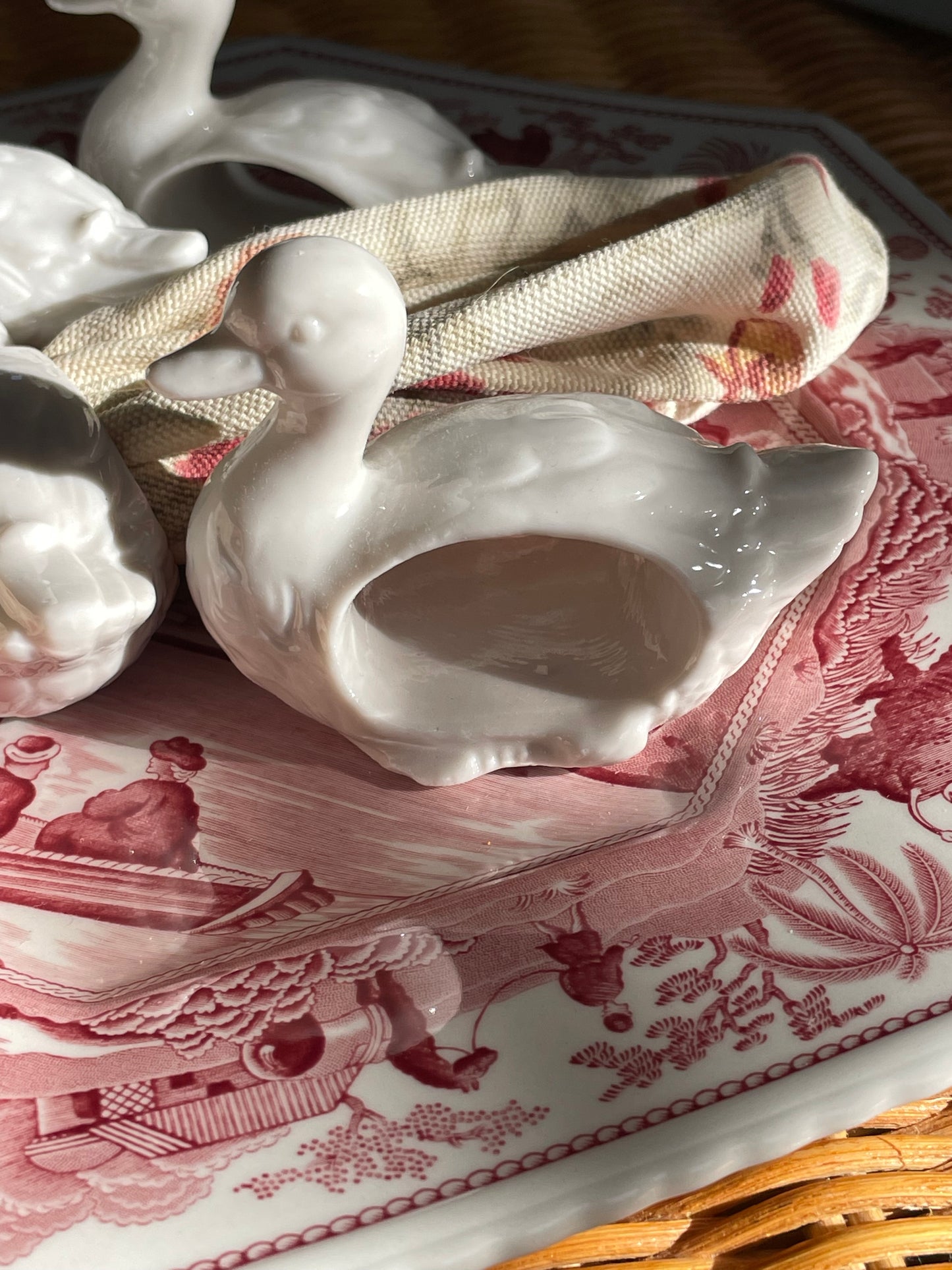 Ceramic Duck Napkin Rings, Set of 4