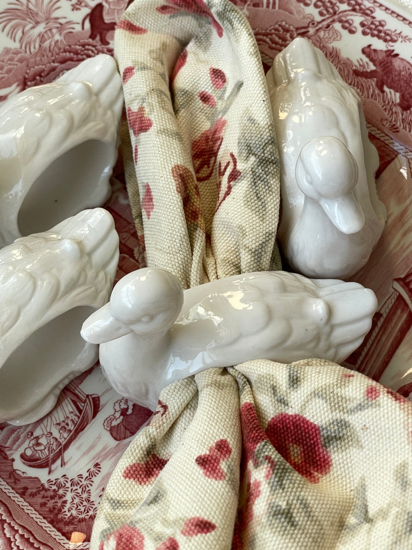 Ceramic Duck Napkin Rings, Set of 4
