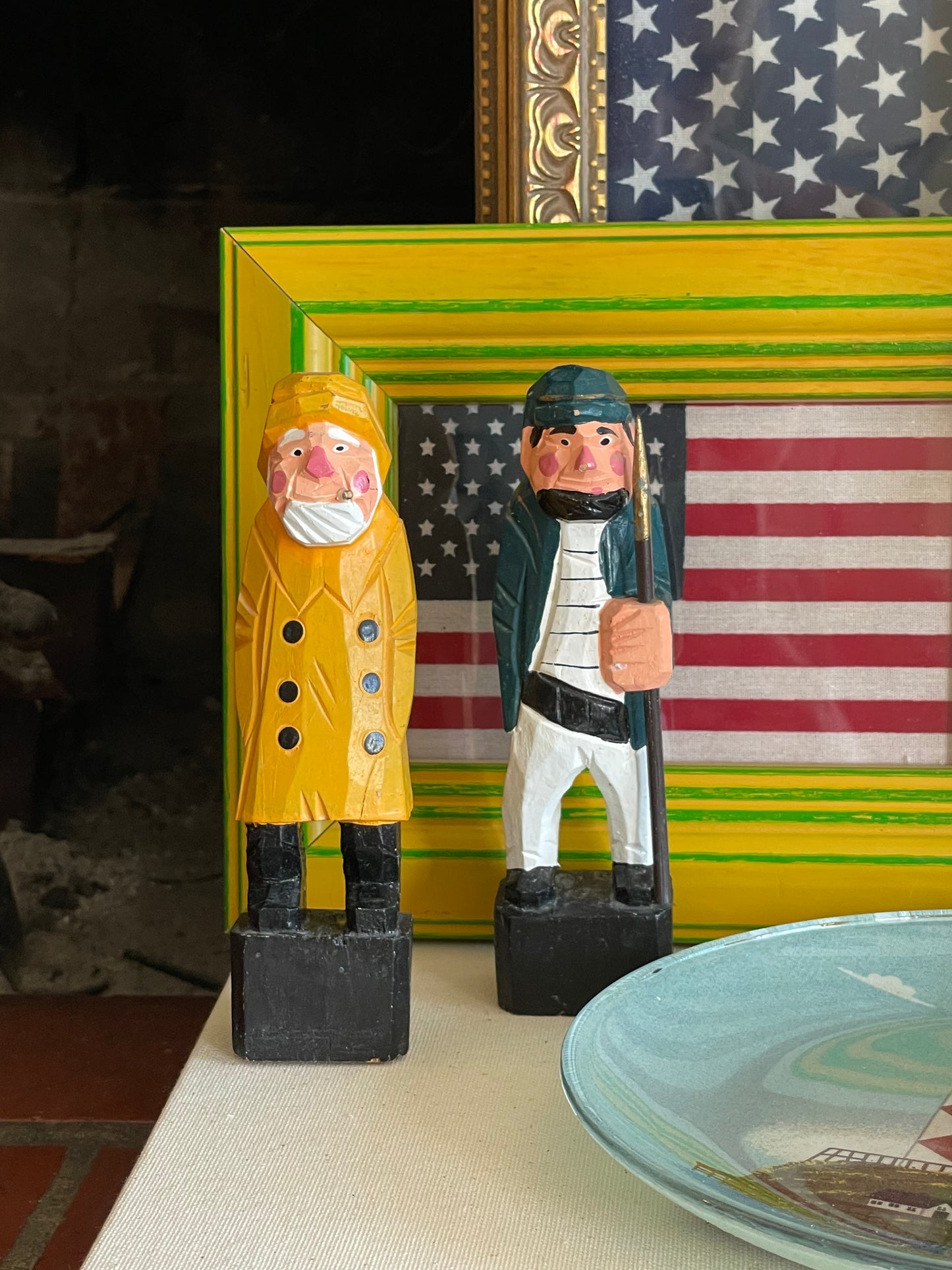 Sailors Hand-Carved Wooden Figurines, Set of 2