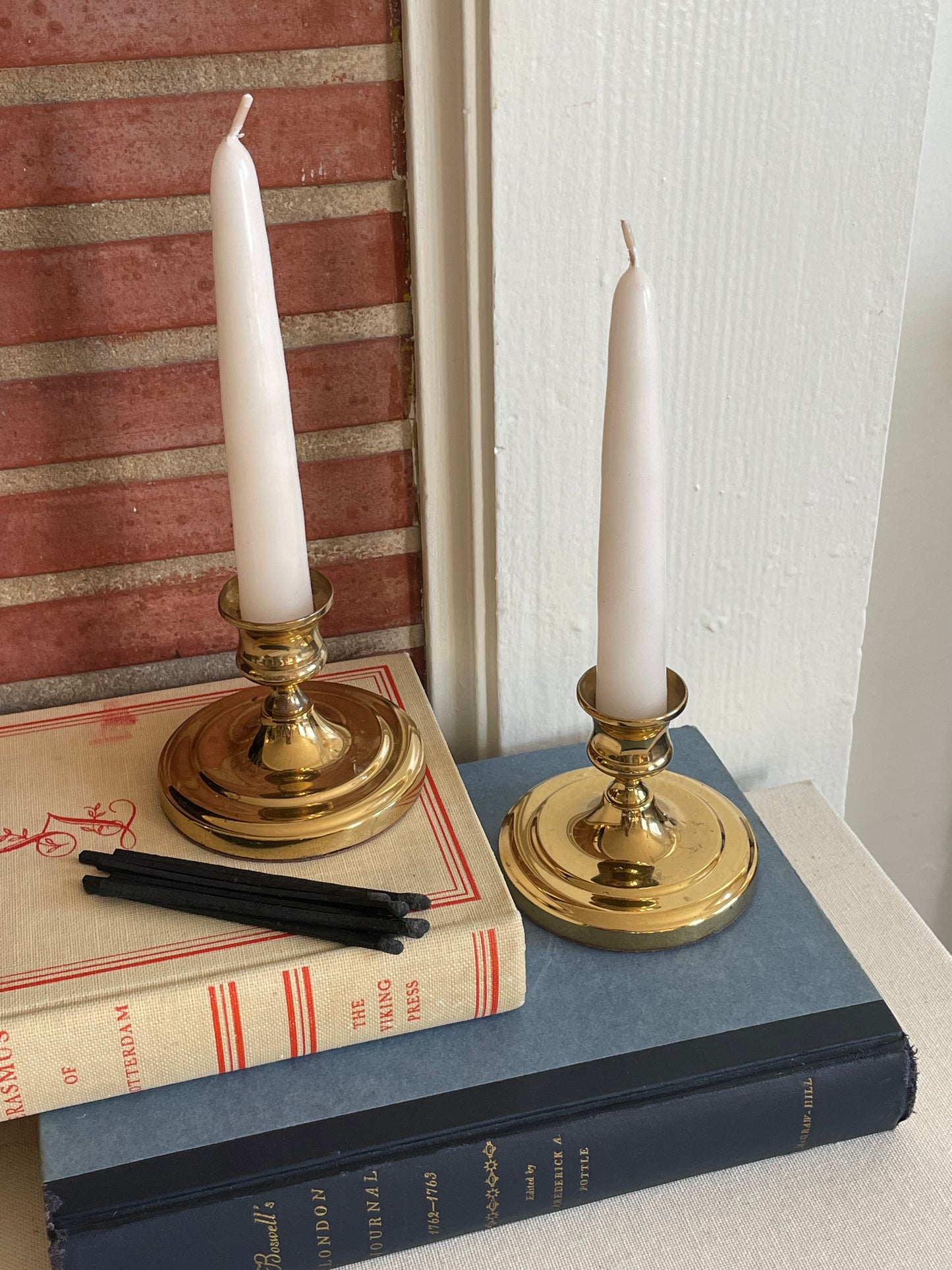 Kennedy Brass Candlesticks, Set of 2