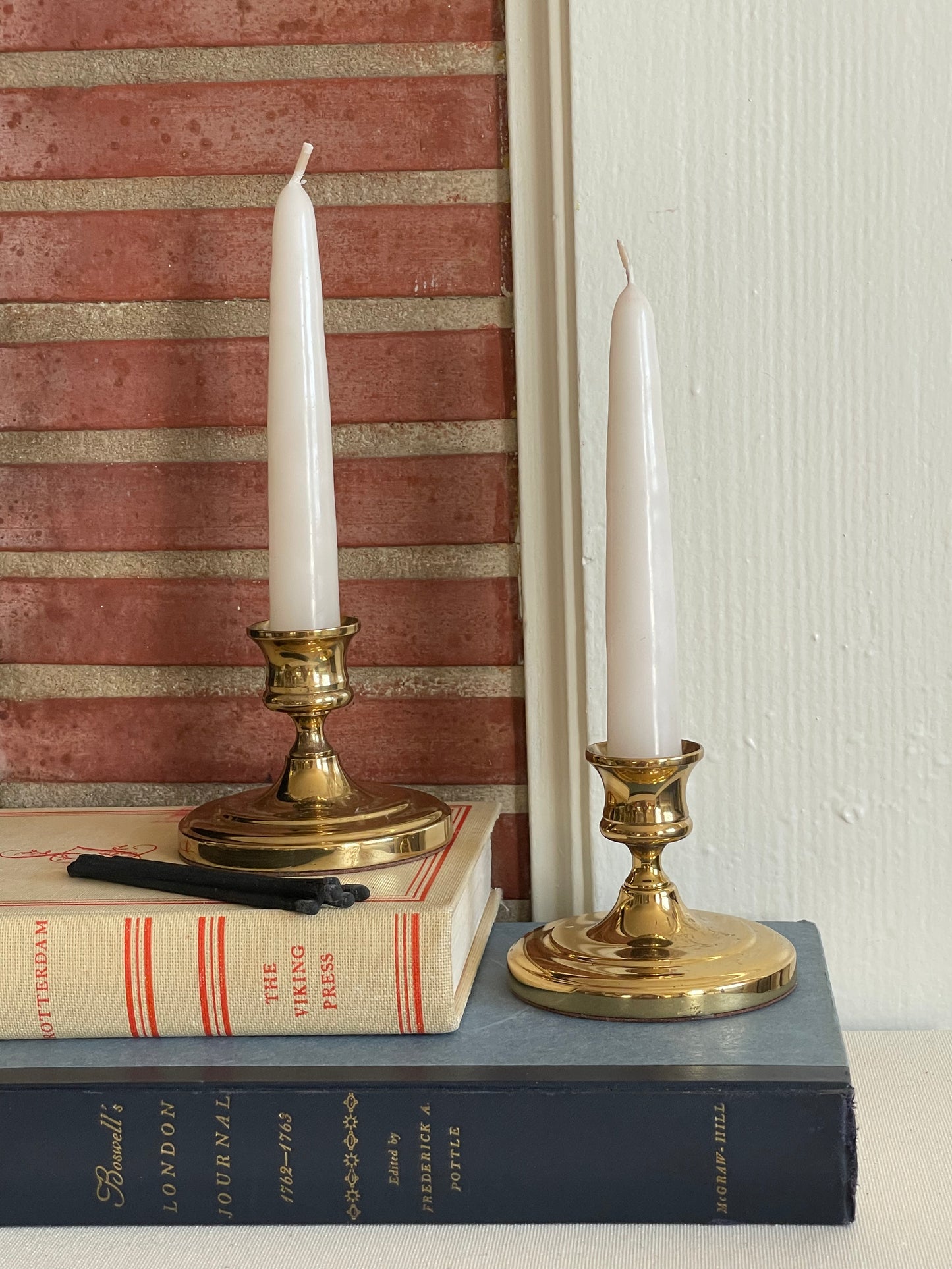 Kennedy Brass Candlesticks, Set of 2