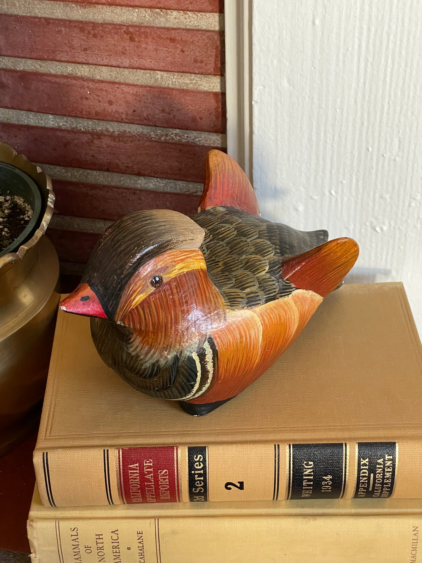 Mandarin Duck Wood Figurine
