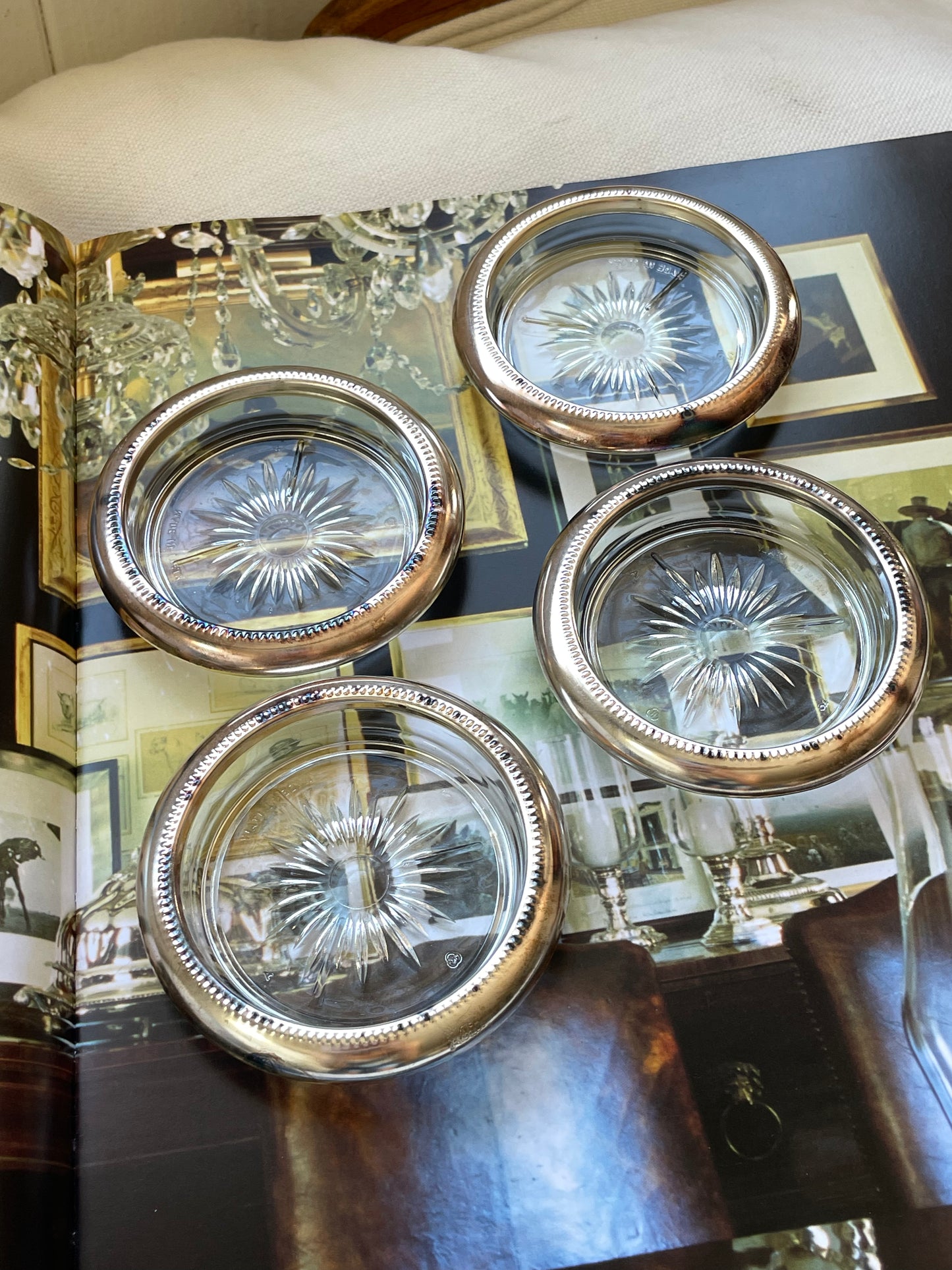 Rialto Crystal Ashtray Coasters, Set of 4