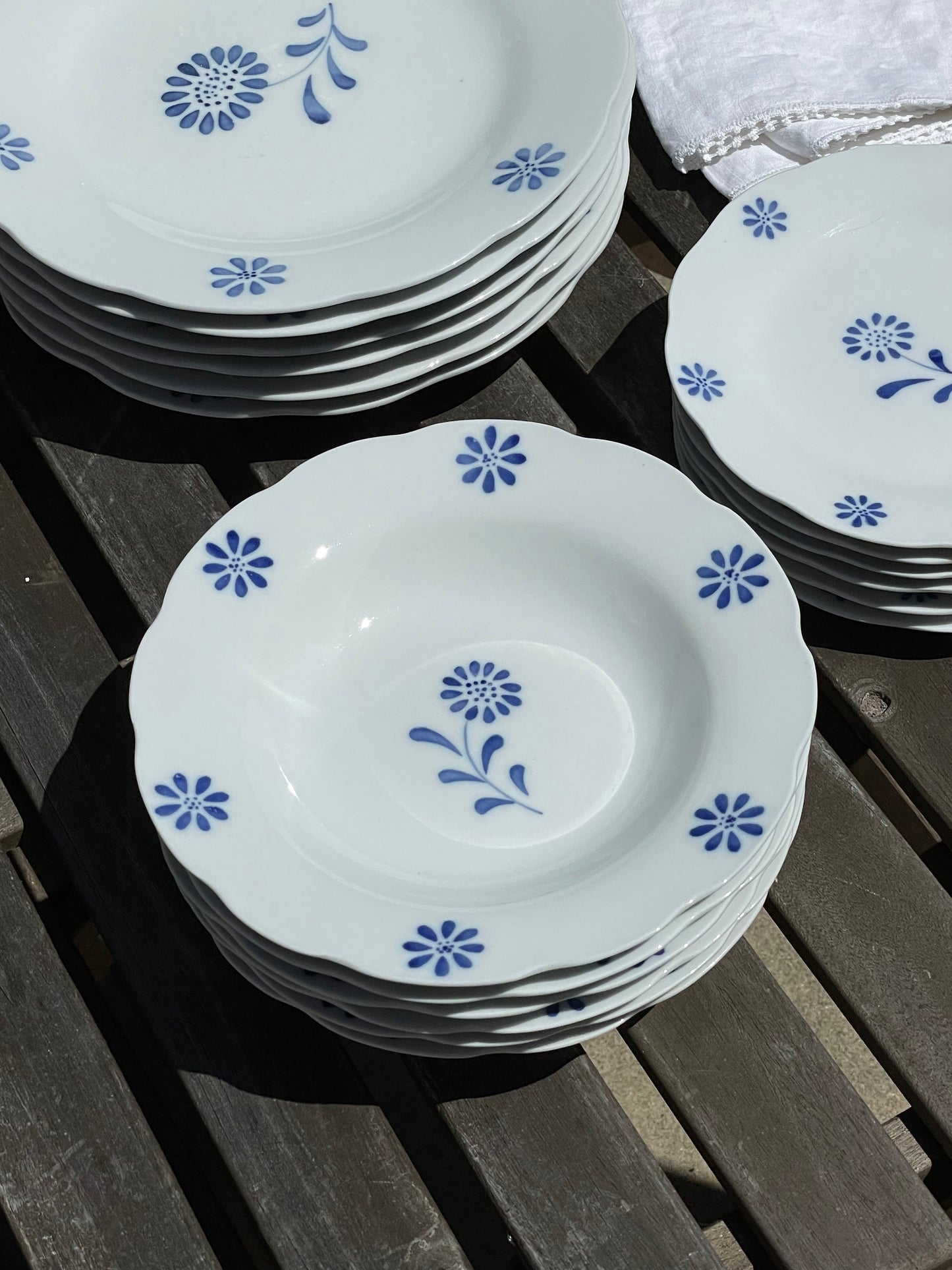Blue Daisy Bowls, Set of 6