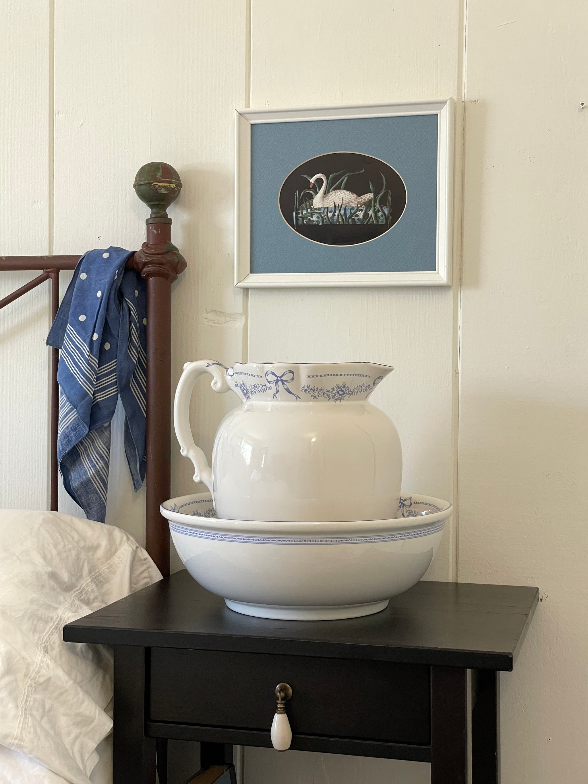 ブルージャスミンのおしゃれな鉢植え大型・スタンド付★ LAURA ASHLEY鉢 Laura Ashley 