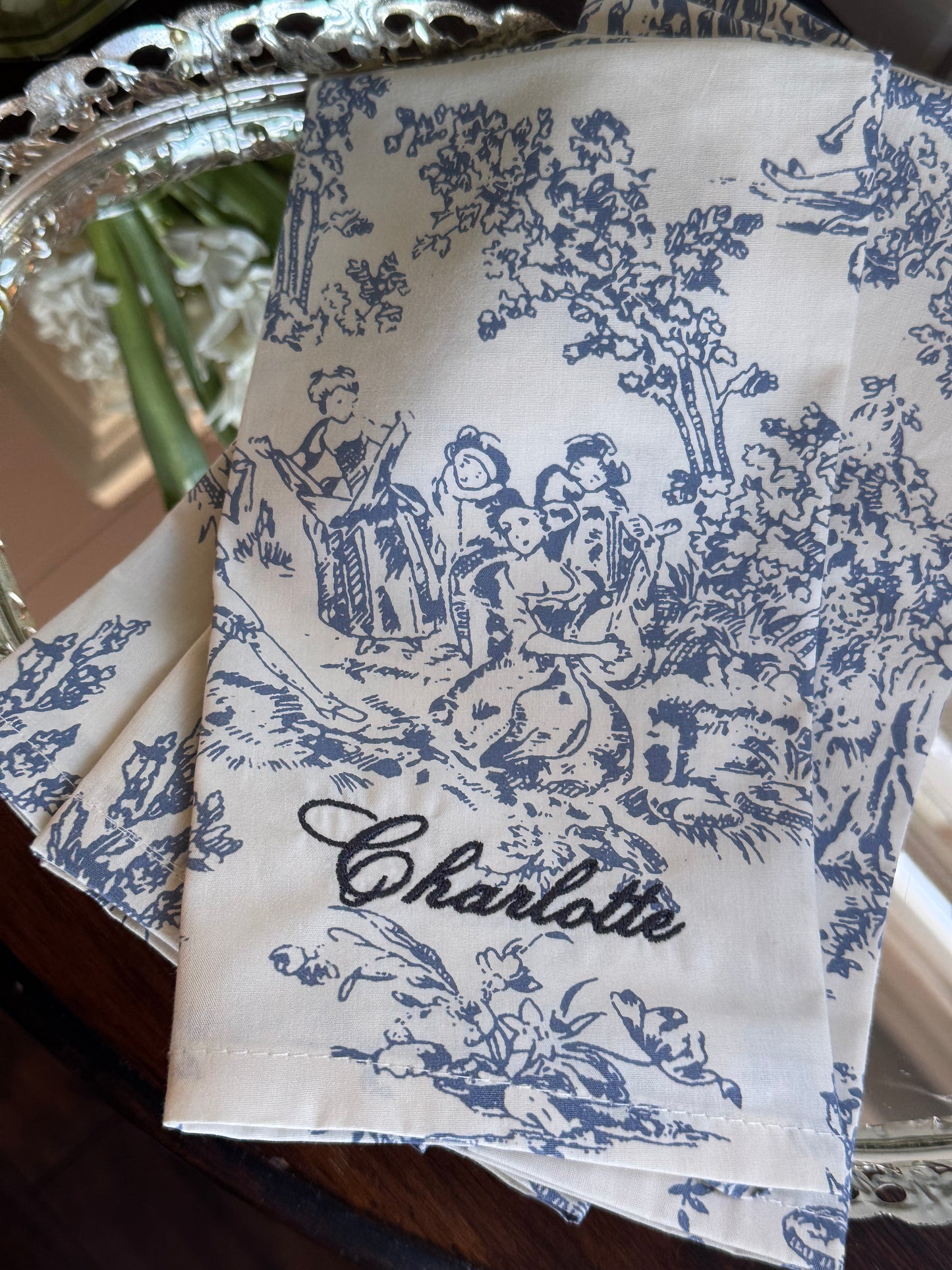 Toile Personalized Dinner Napkin