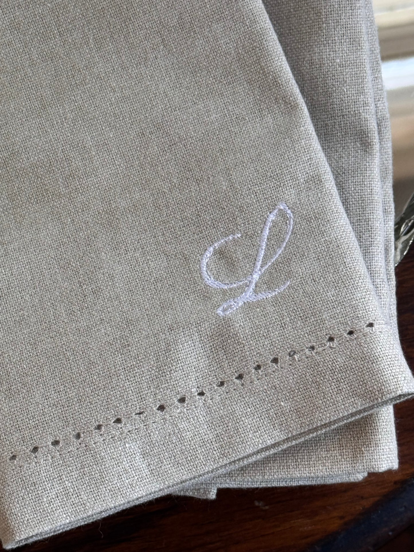 Hemstitch Personalized Dinner Napkin