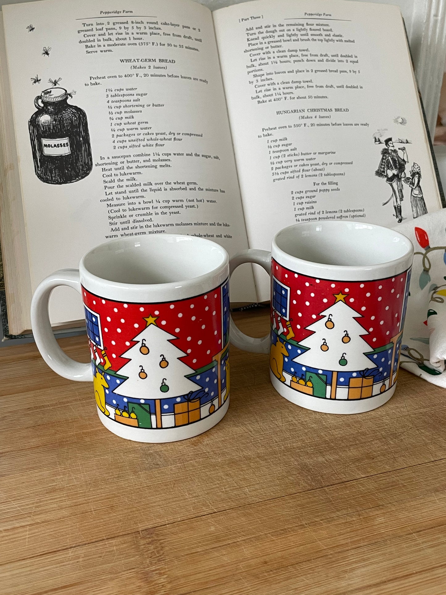 White Christmas Coffee Mugs, Set of 2