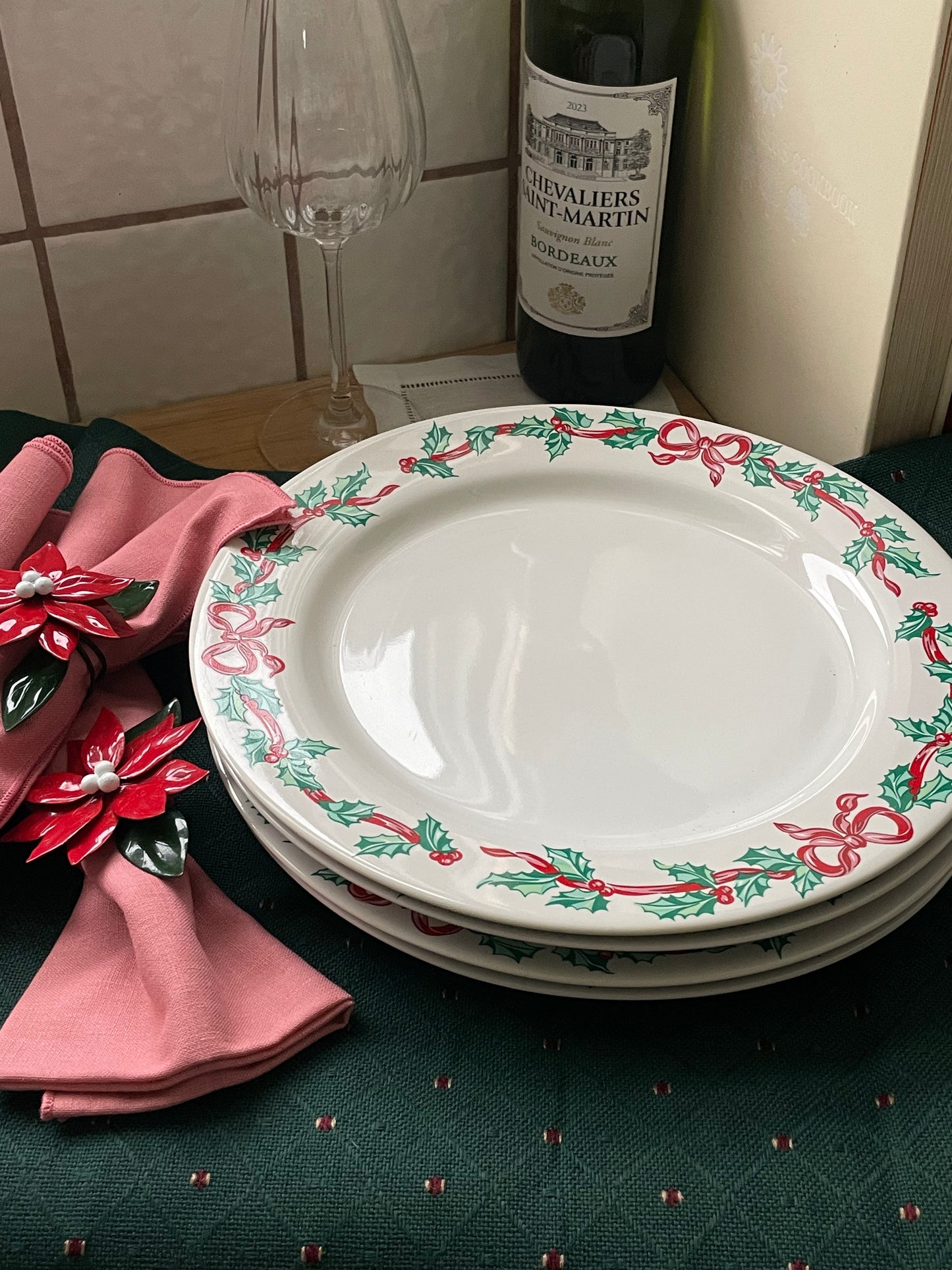 Christmas Ribbons Dinner Plates, Set of 4