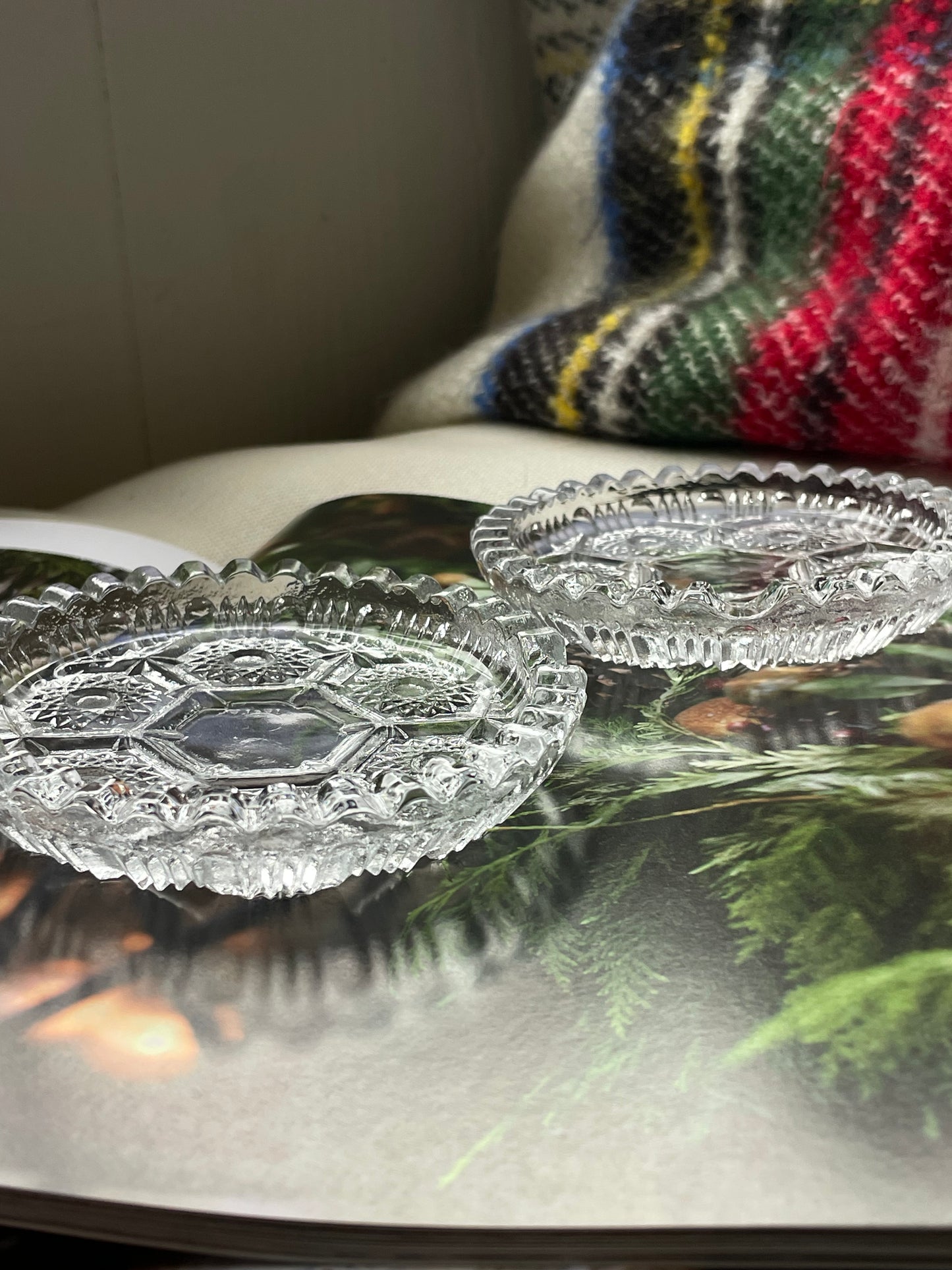 Snowflake Crystal Ashtrays, Set of 2