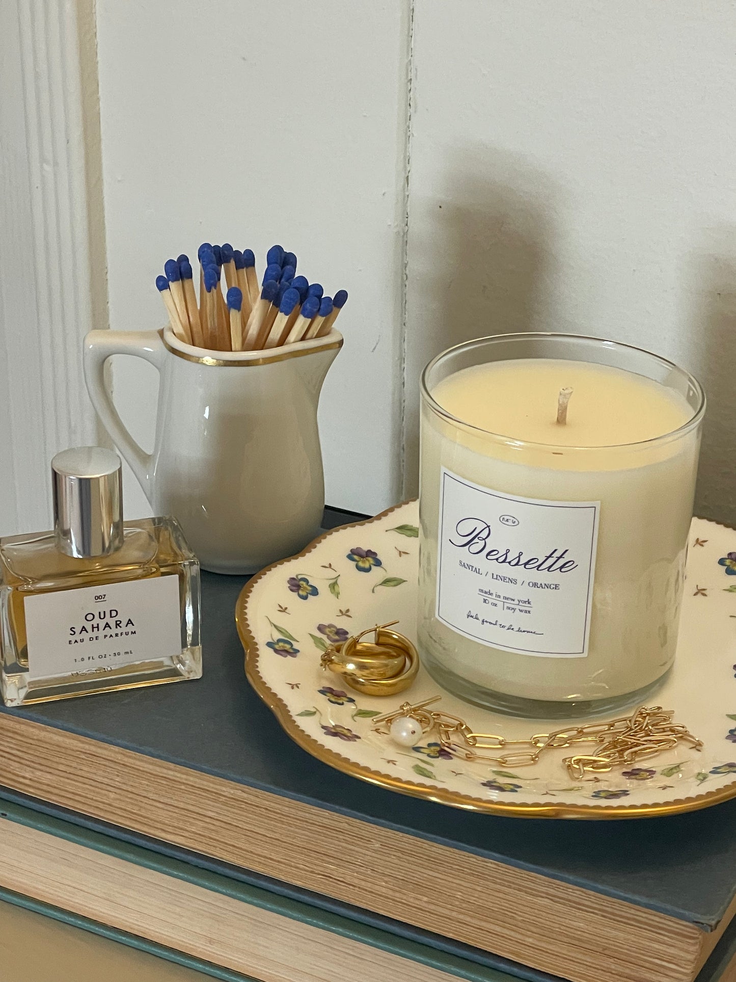 Pansy Matchstick Holder and Candle Plate