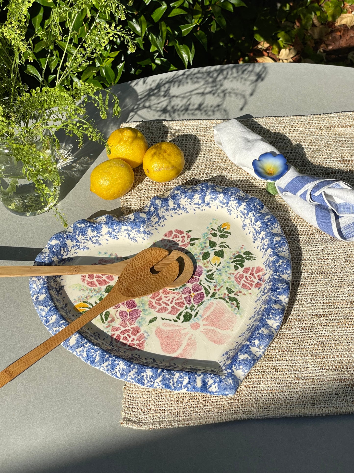Blue Skies Heart-Shaped Serving Platter