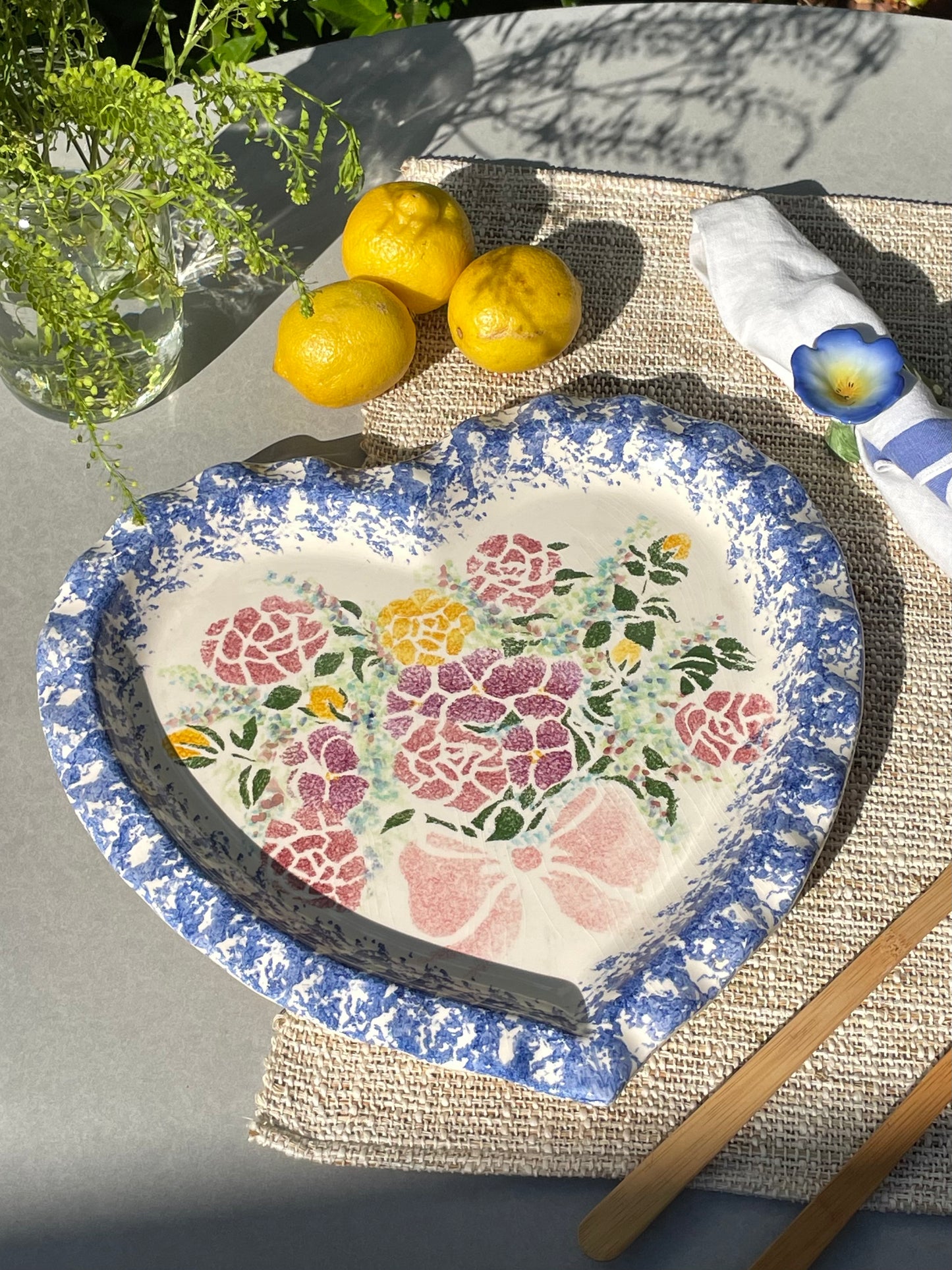 Blue Skies Heart-Shaped Serving Platter