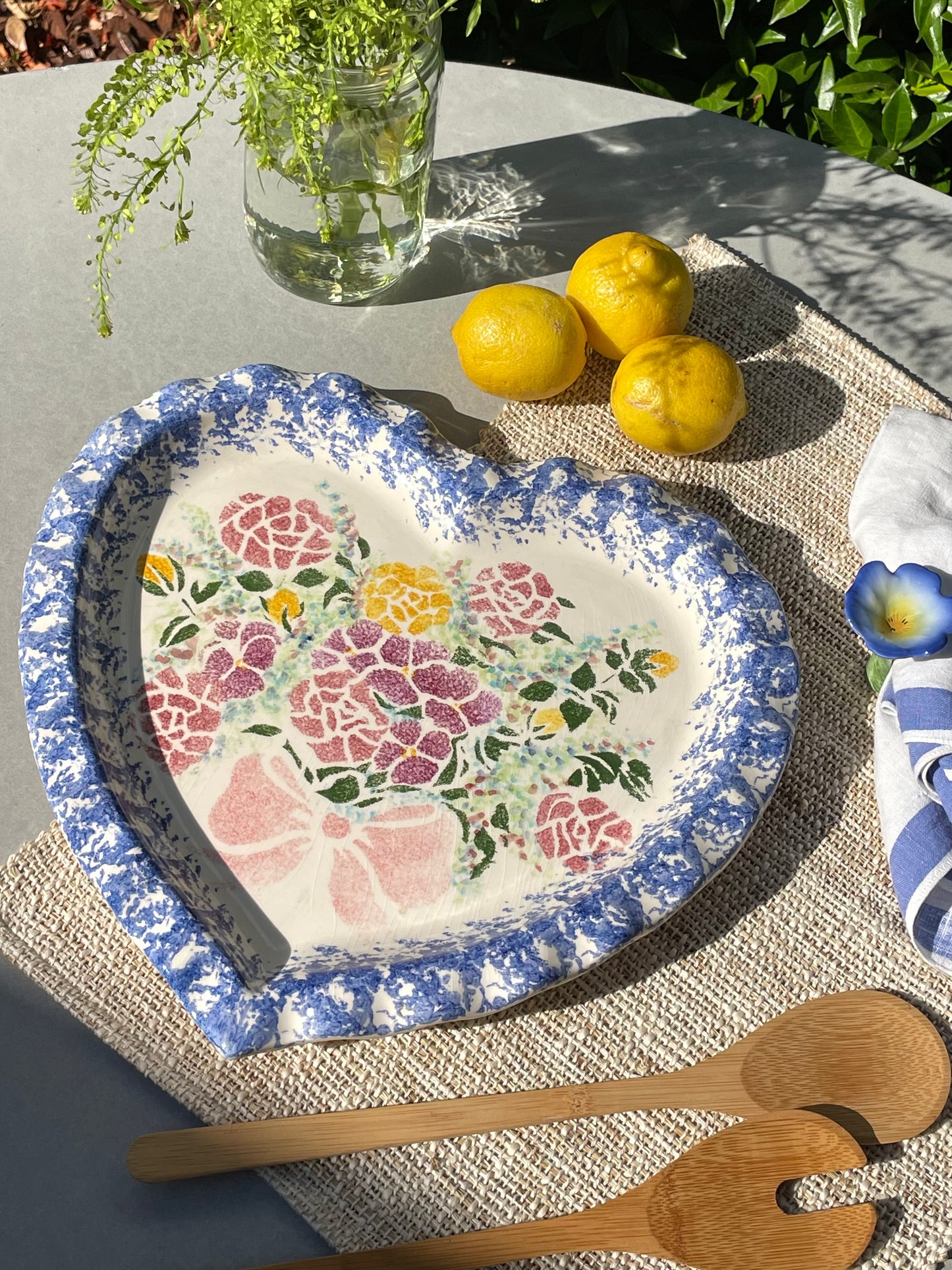 Blue Skies Heart-Shaped Serving Platter