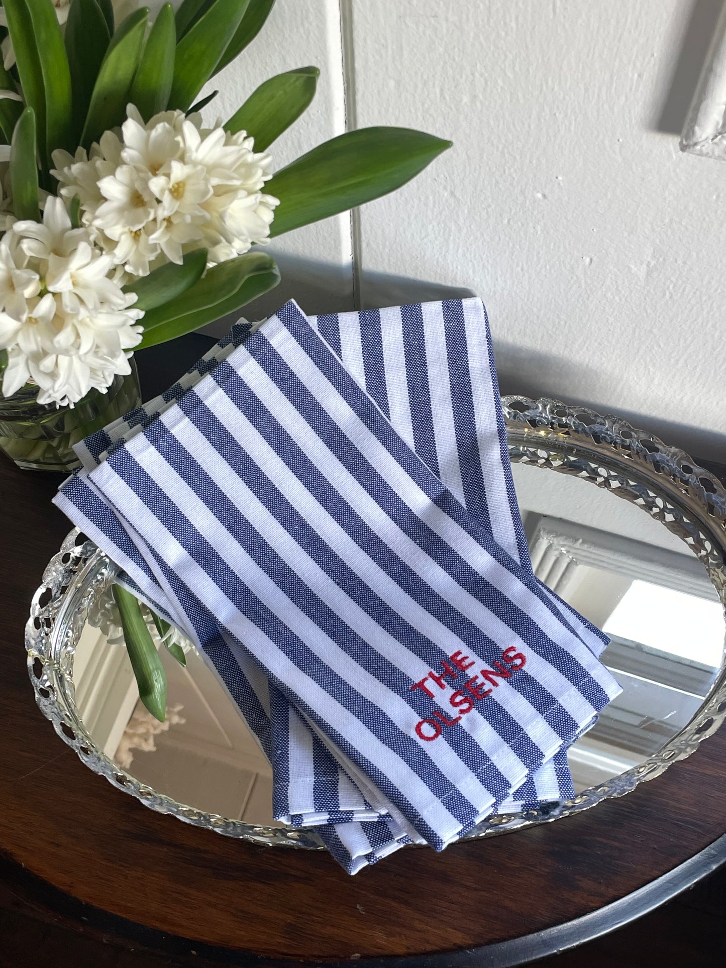 Striped Personalized Dinner Napkin