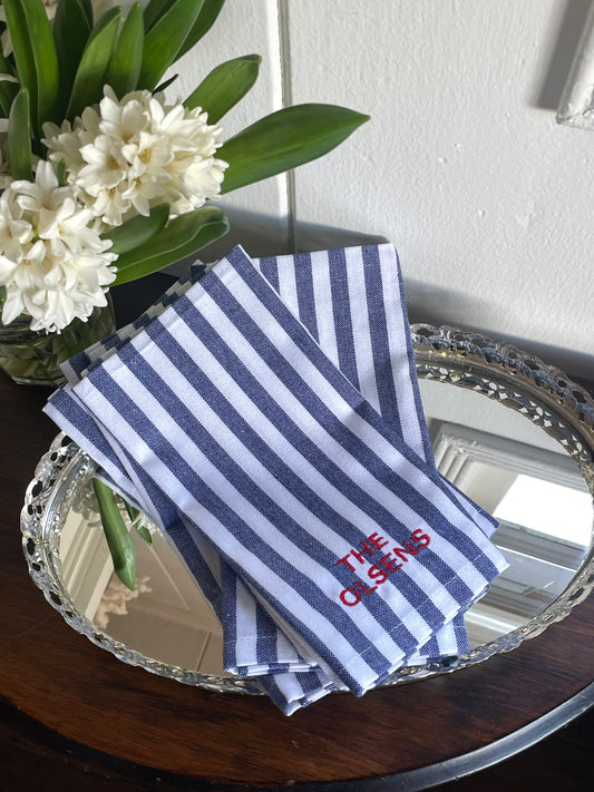 Striped Personalized Dinner Napkin