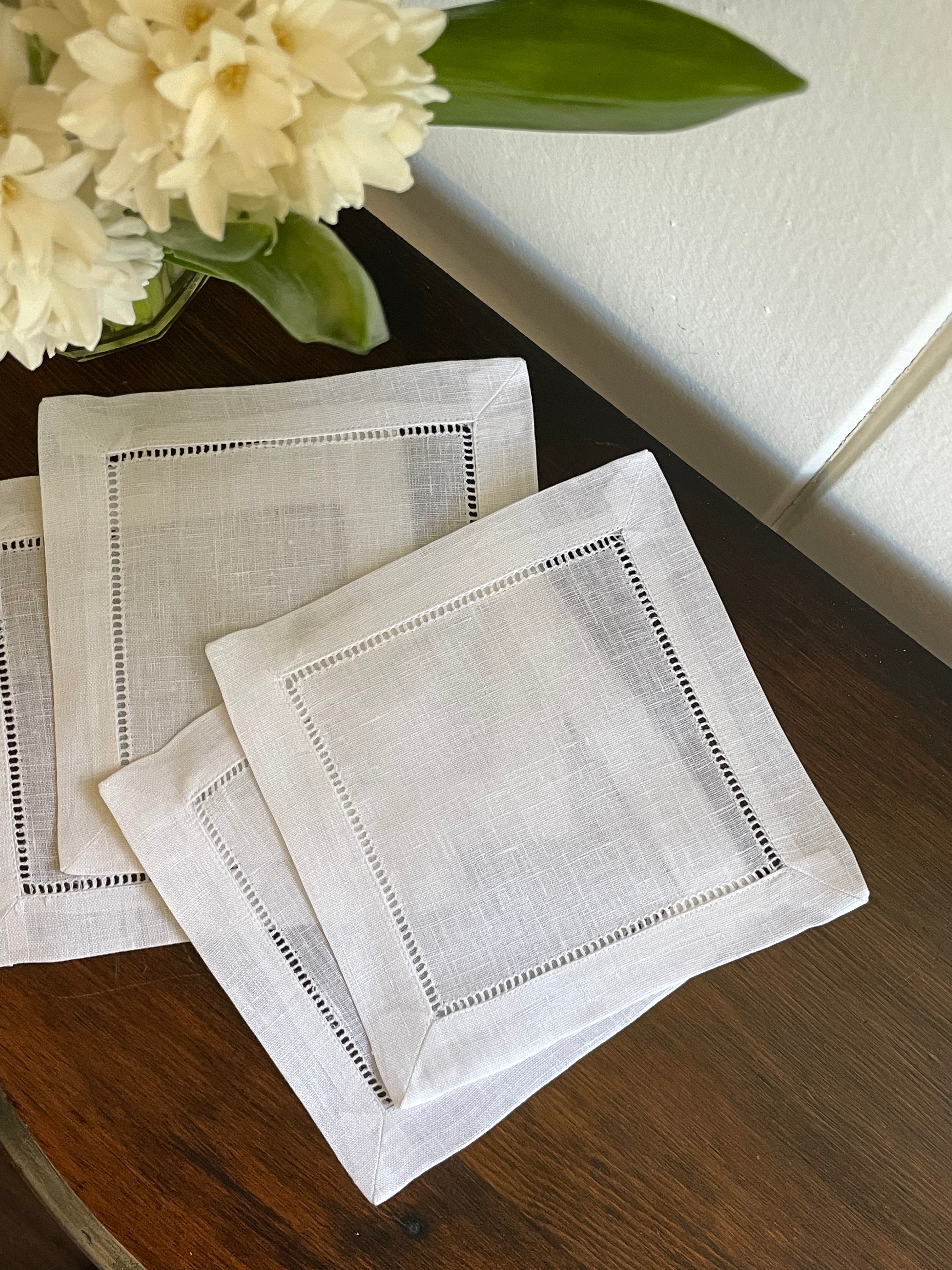 Manuscript Monogram Cocktail Napkins, Set of 4