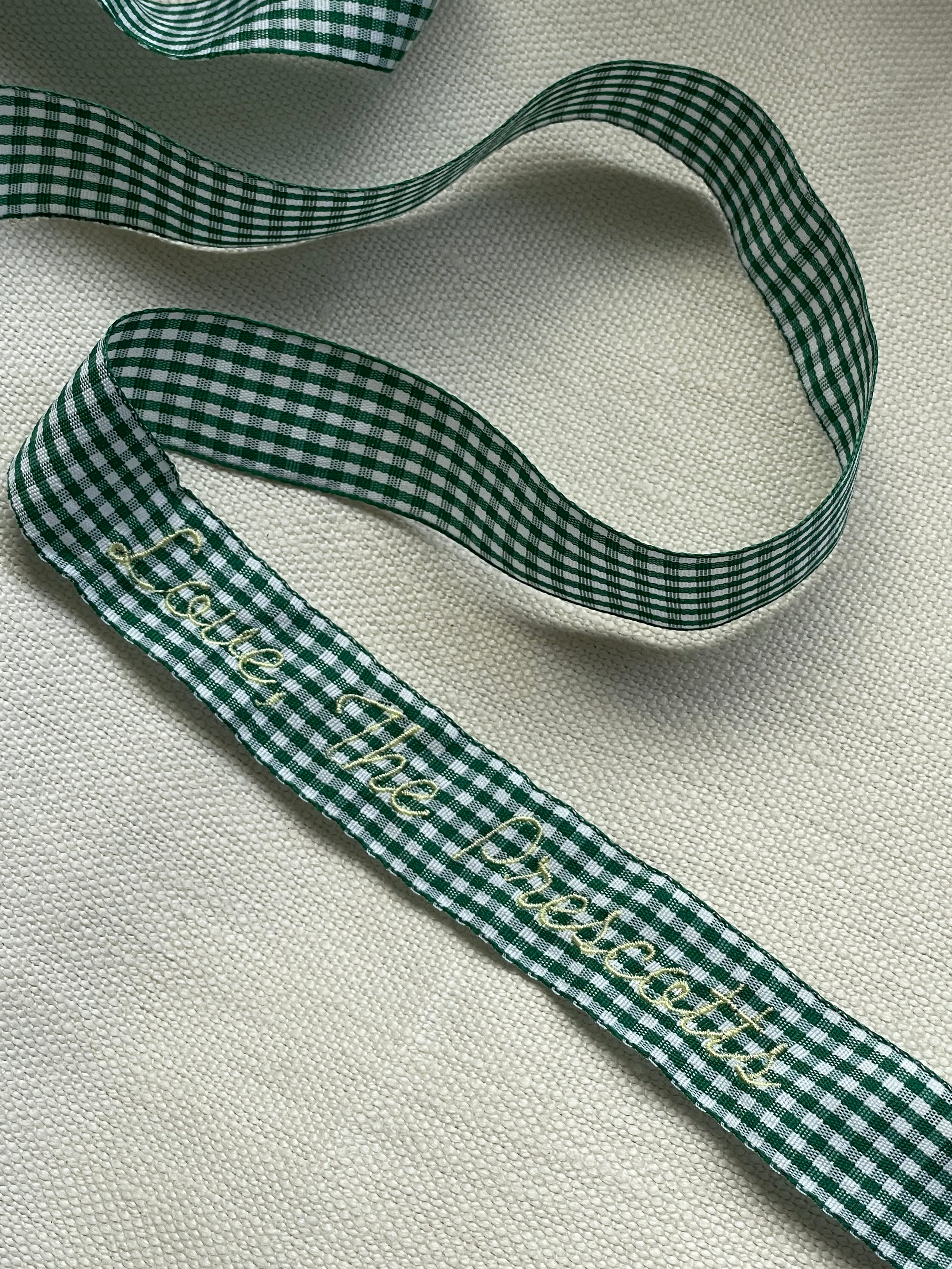 Green Gingham Personalized Ribbon