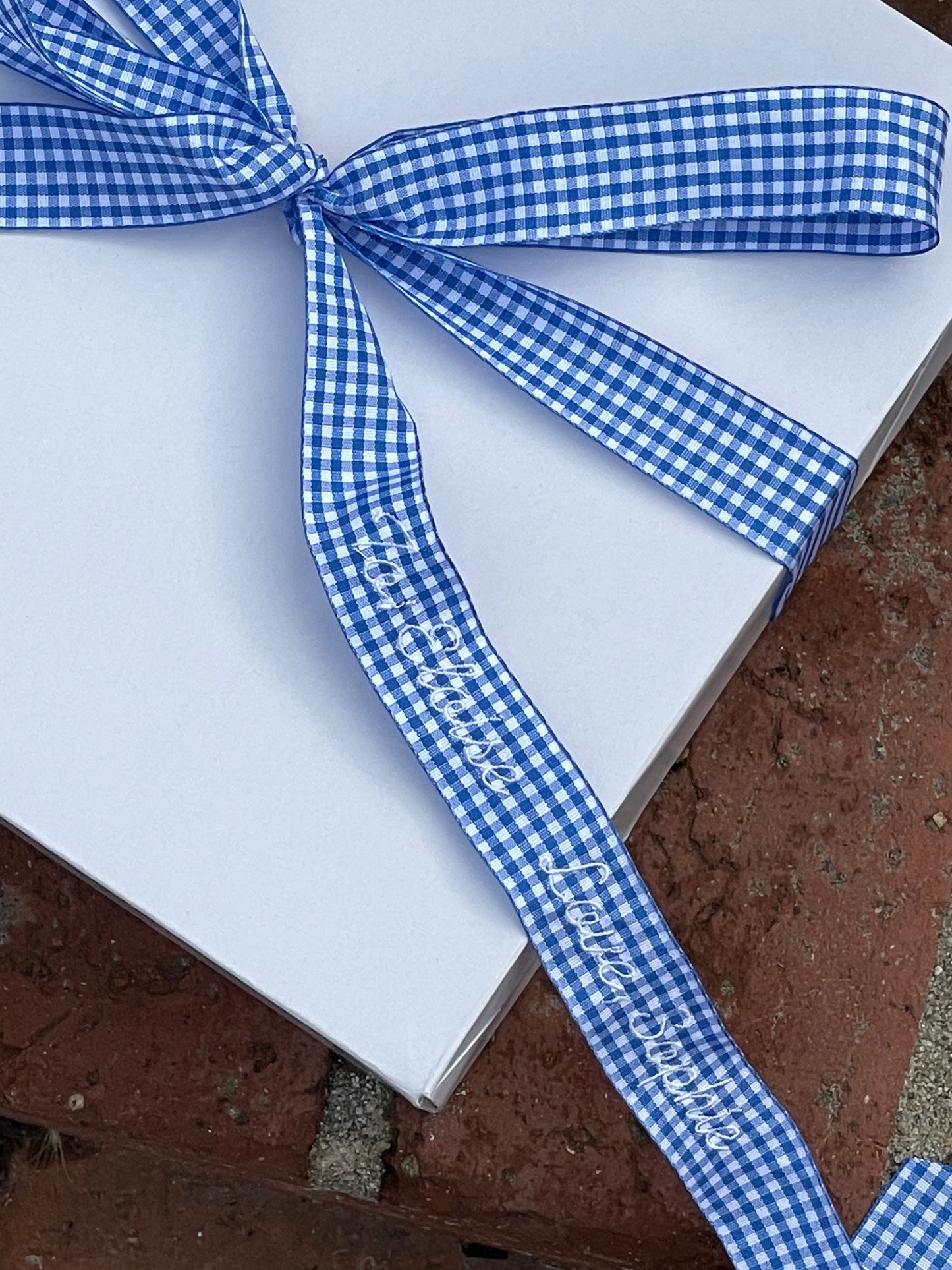 Blue Gingham Personalized Ribbon