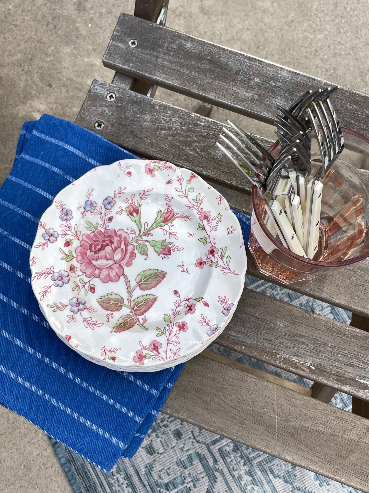 Rose Chintz Appetizer Plates, Set of 5
