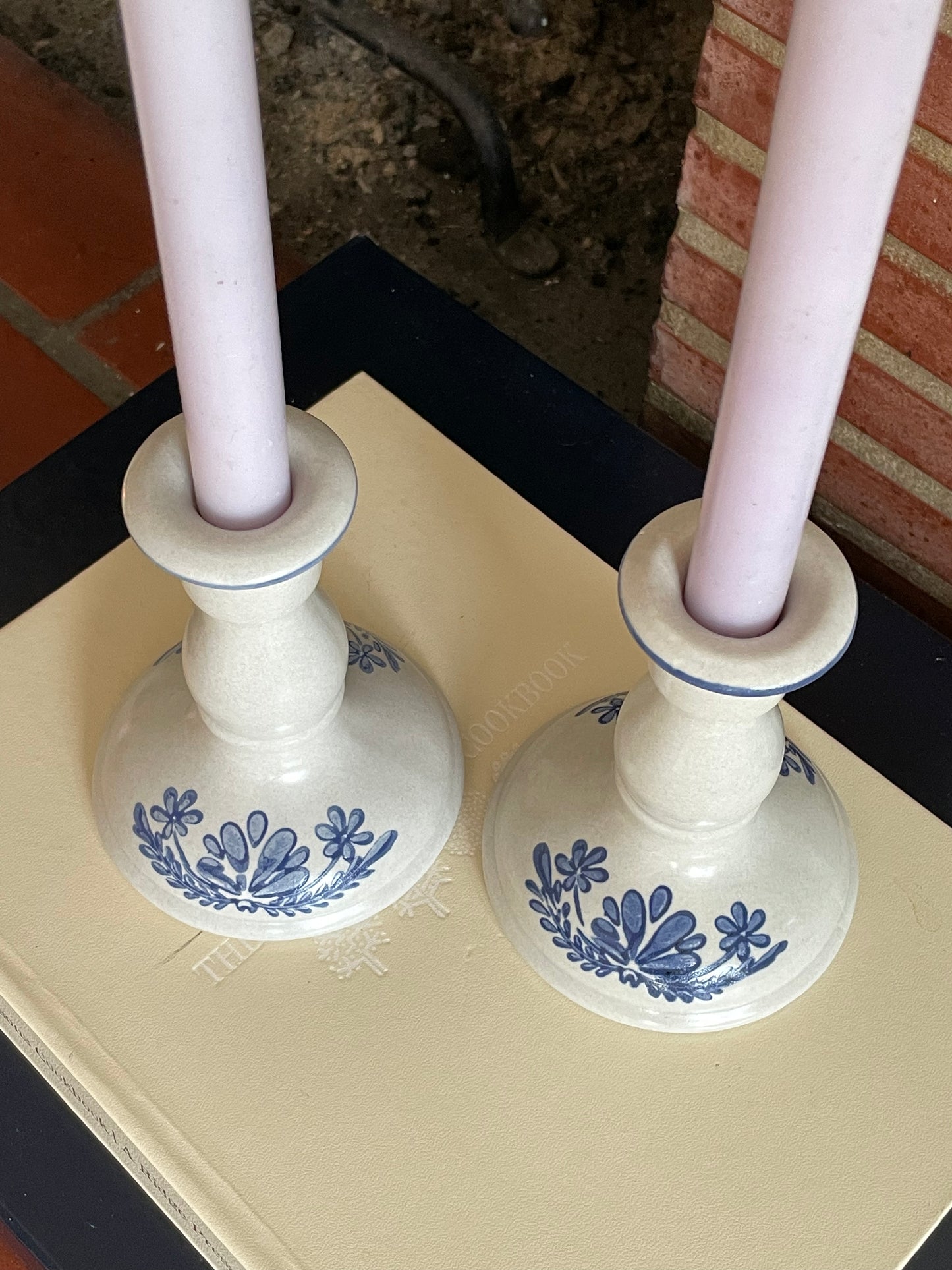 Salton Stoneware Candlesticks, Set of 2