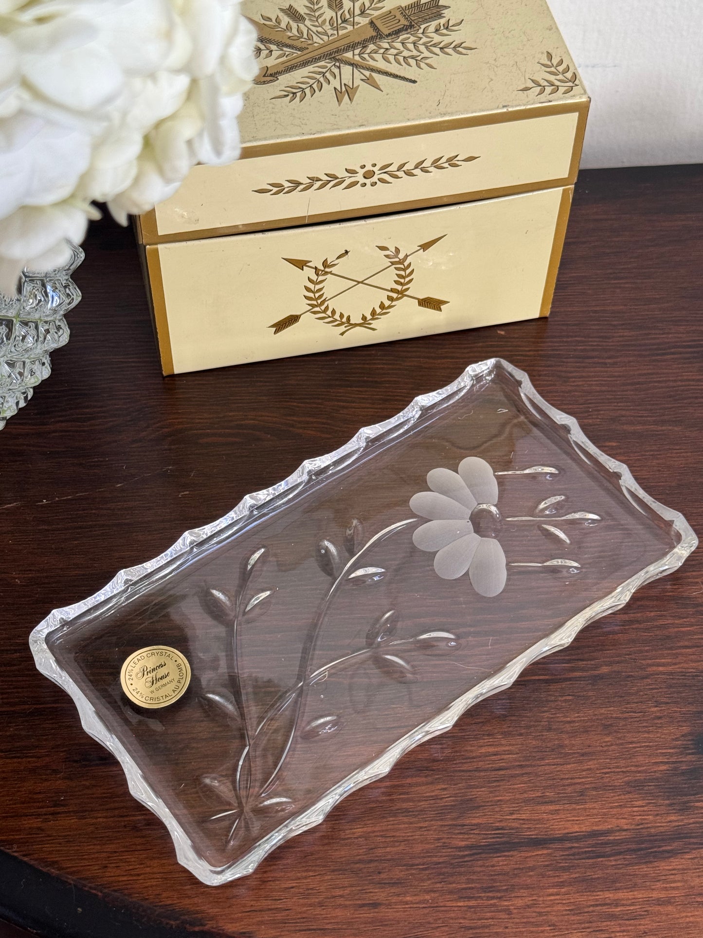Madeleine Etched Glass Trinket Tray