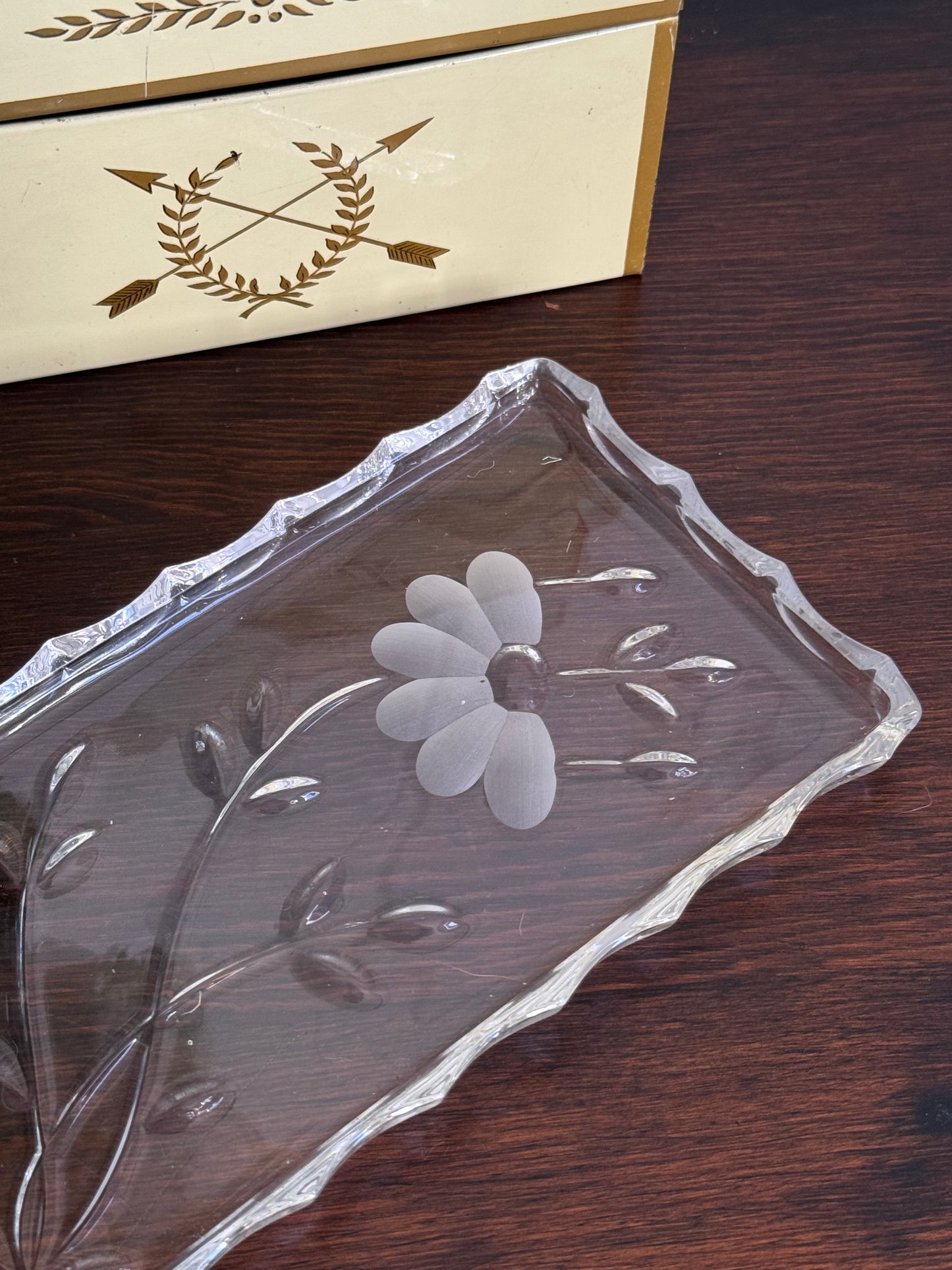Madeleine Etched Glass Trinket Tray