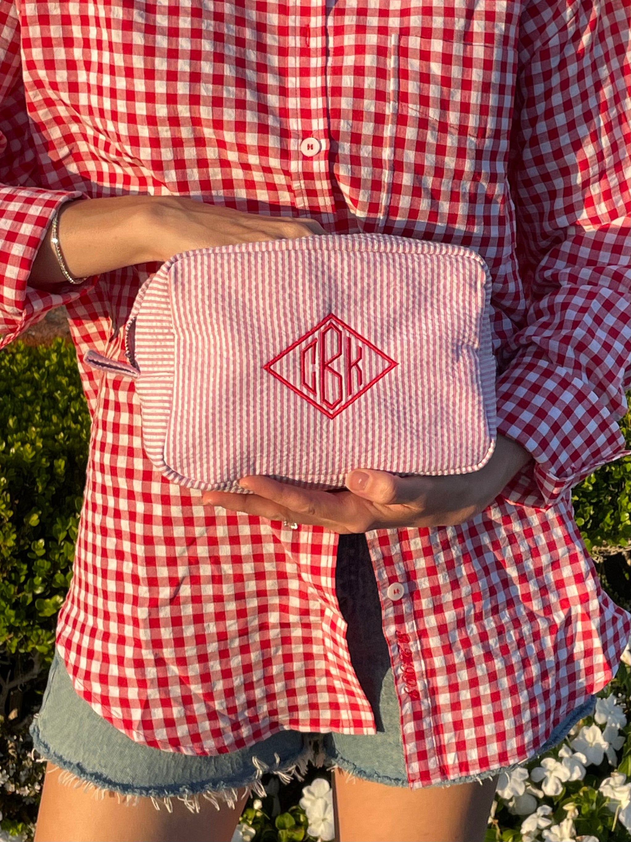 Seersucker Makeup Bag