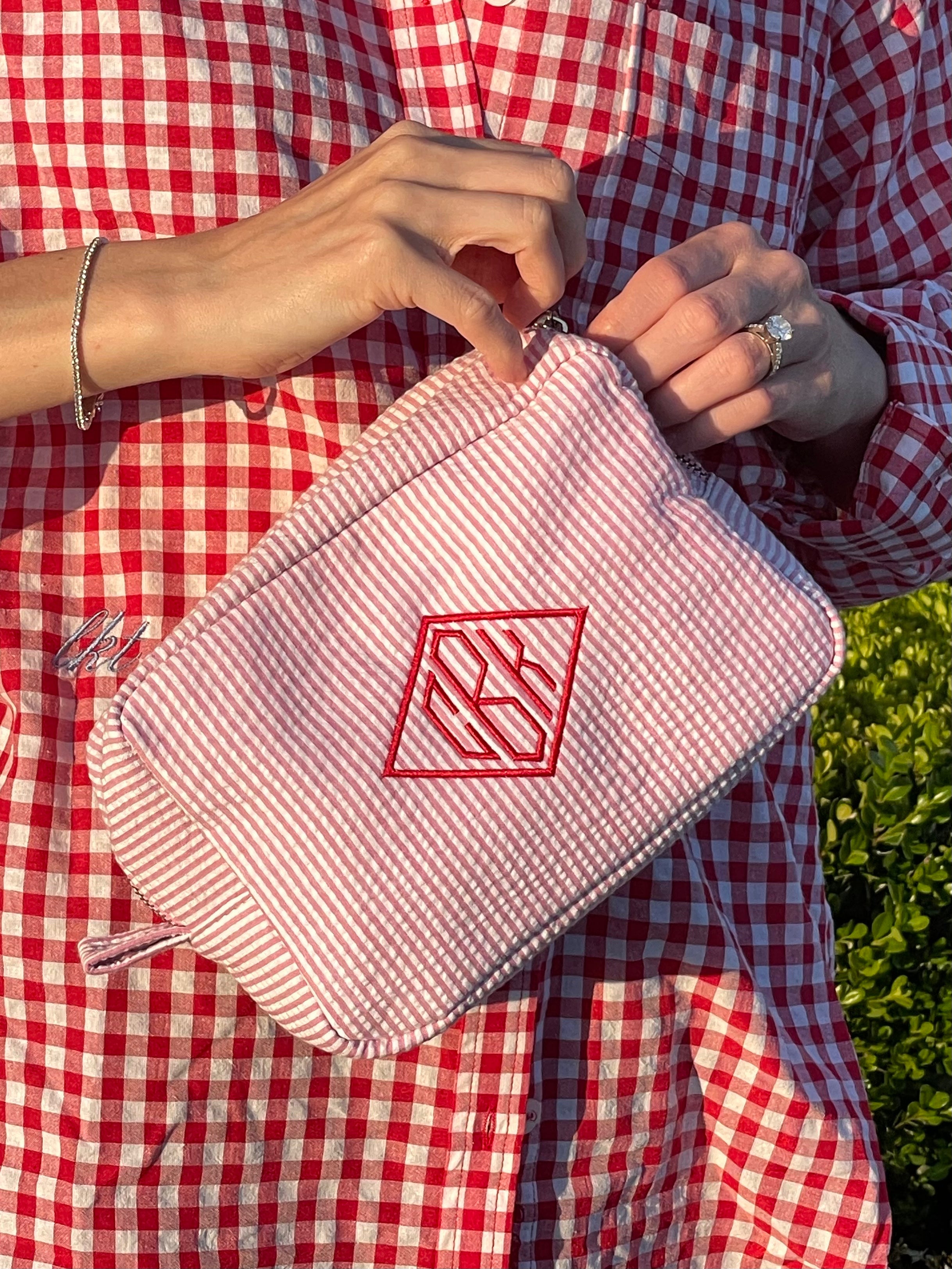 Seersucker Makeup Bag