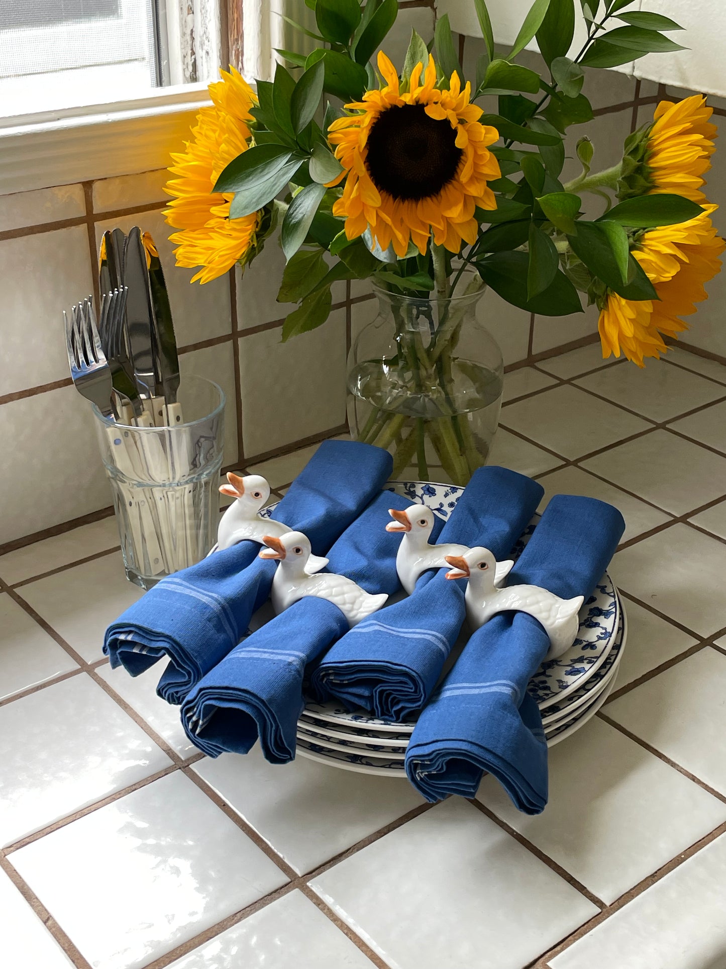 Singing Ducks Napkin Rings, Set of 4