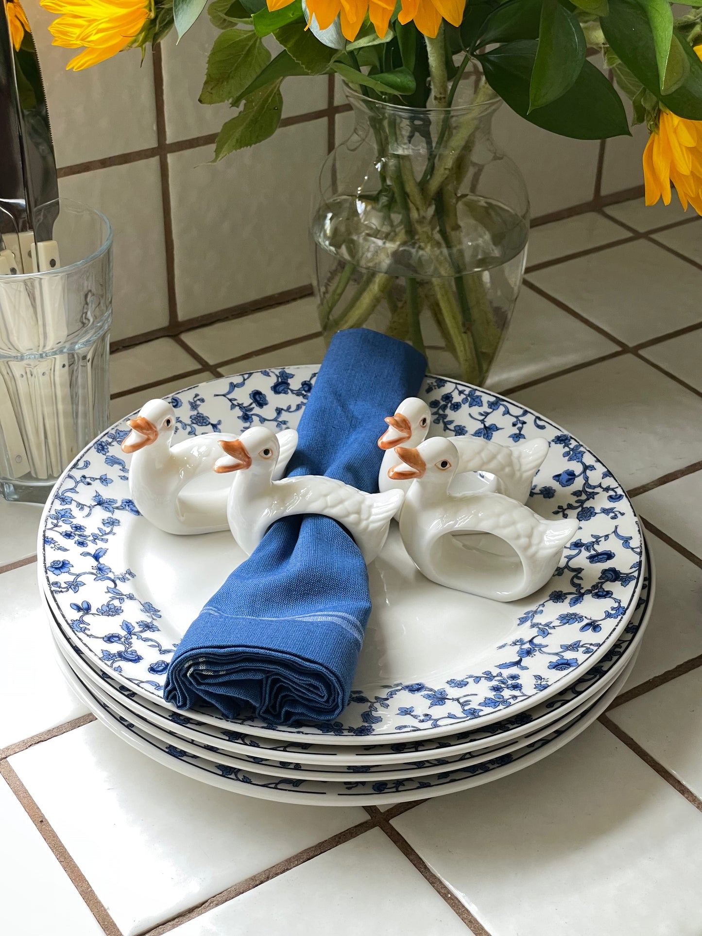 Singing Ducks Napkin Rings, Set of 4