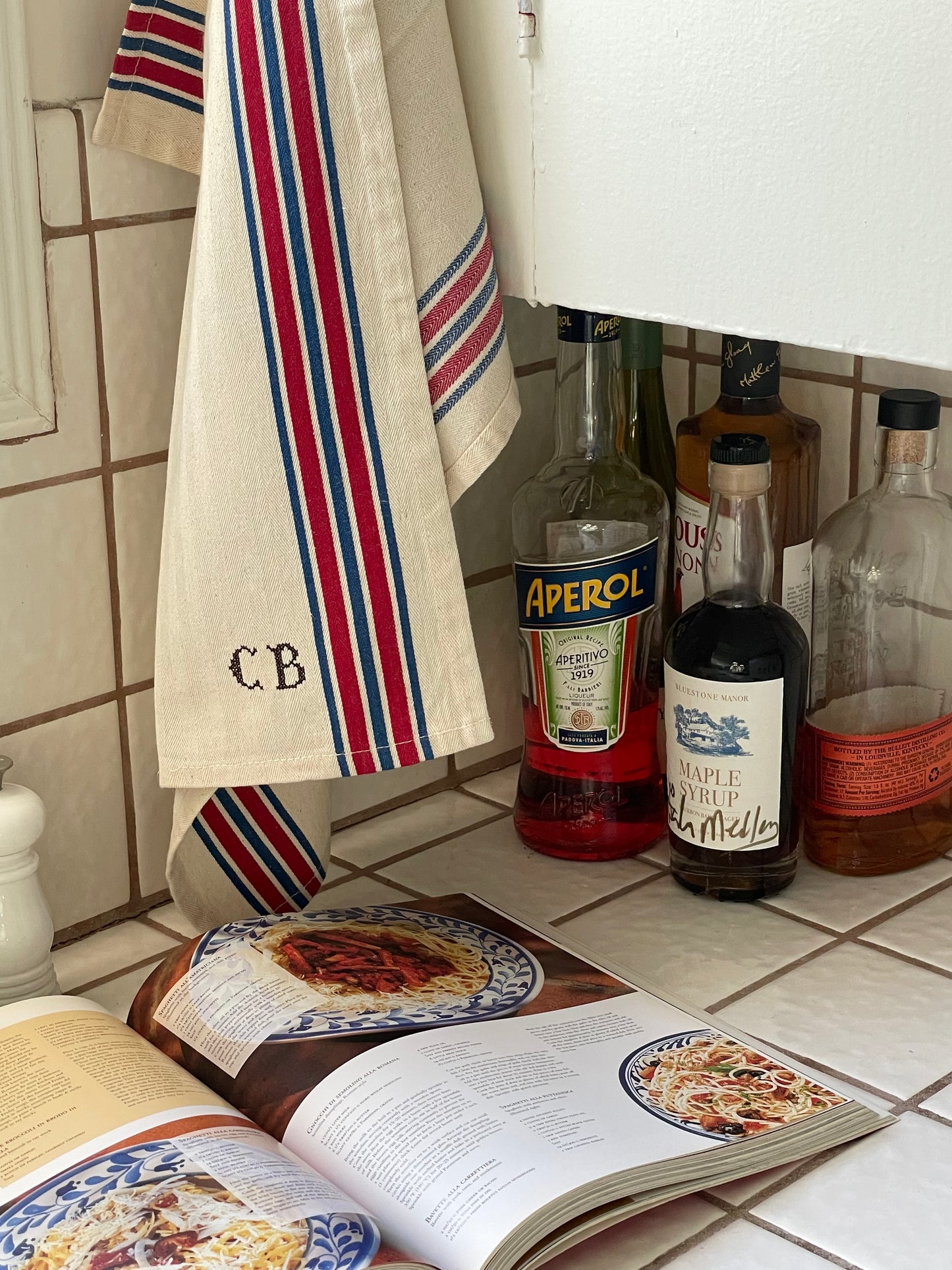 Red & Blue Stripe Tea Towel