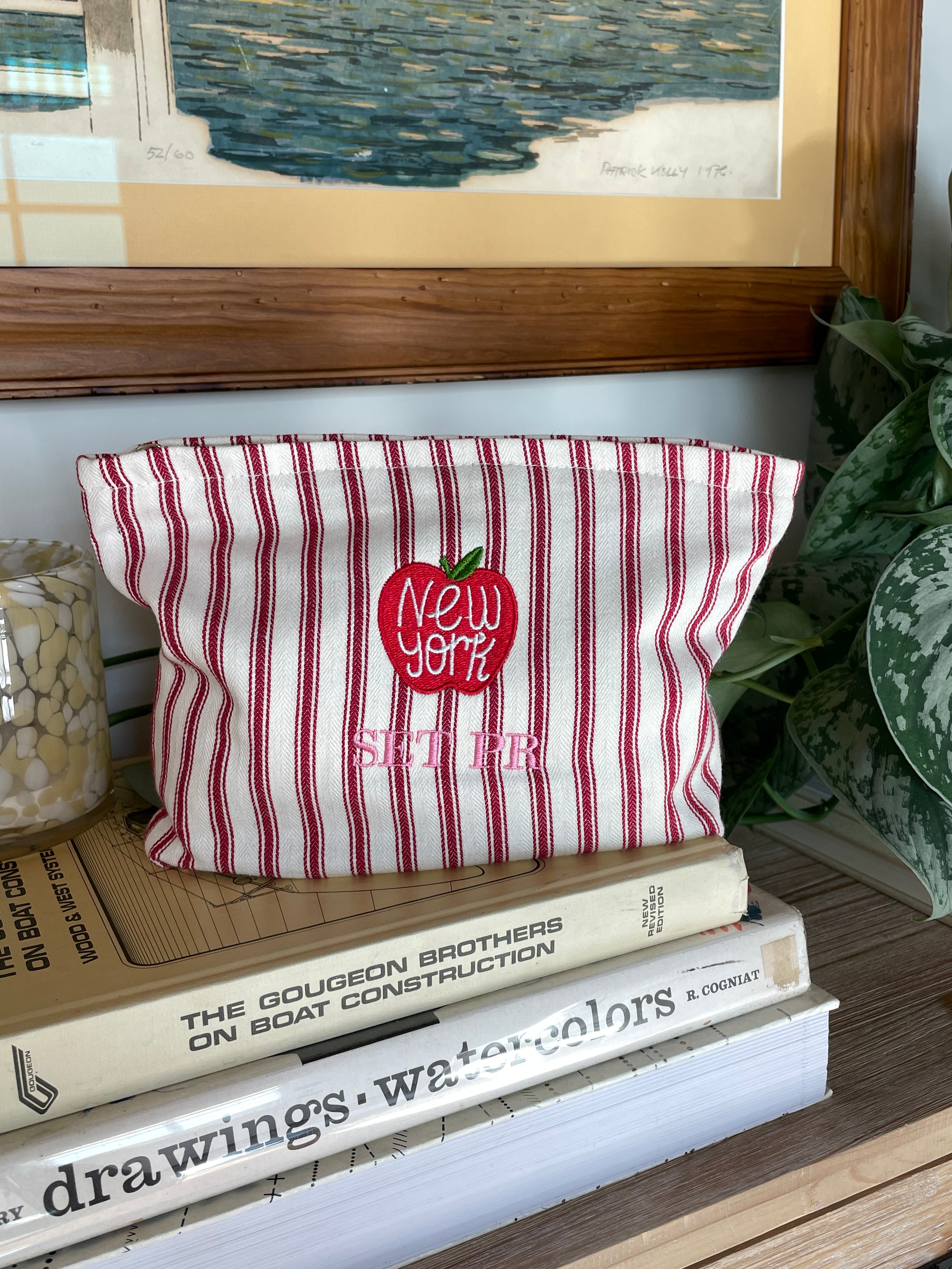 Ticking Stripe Makeup Bag