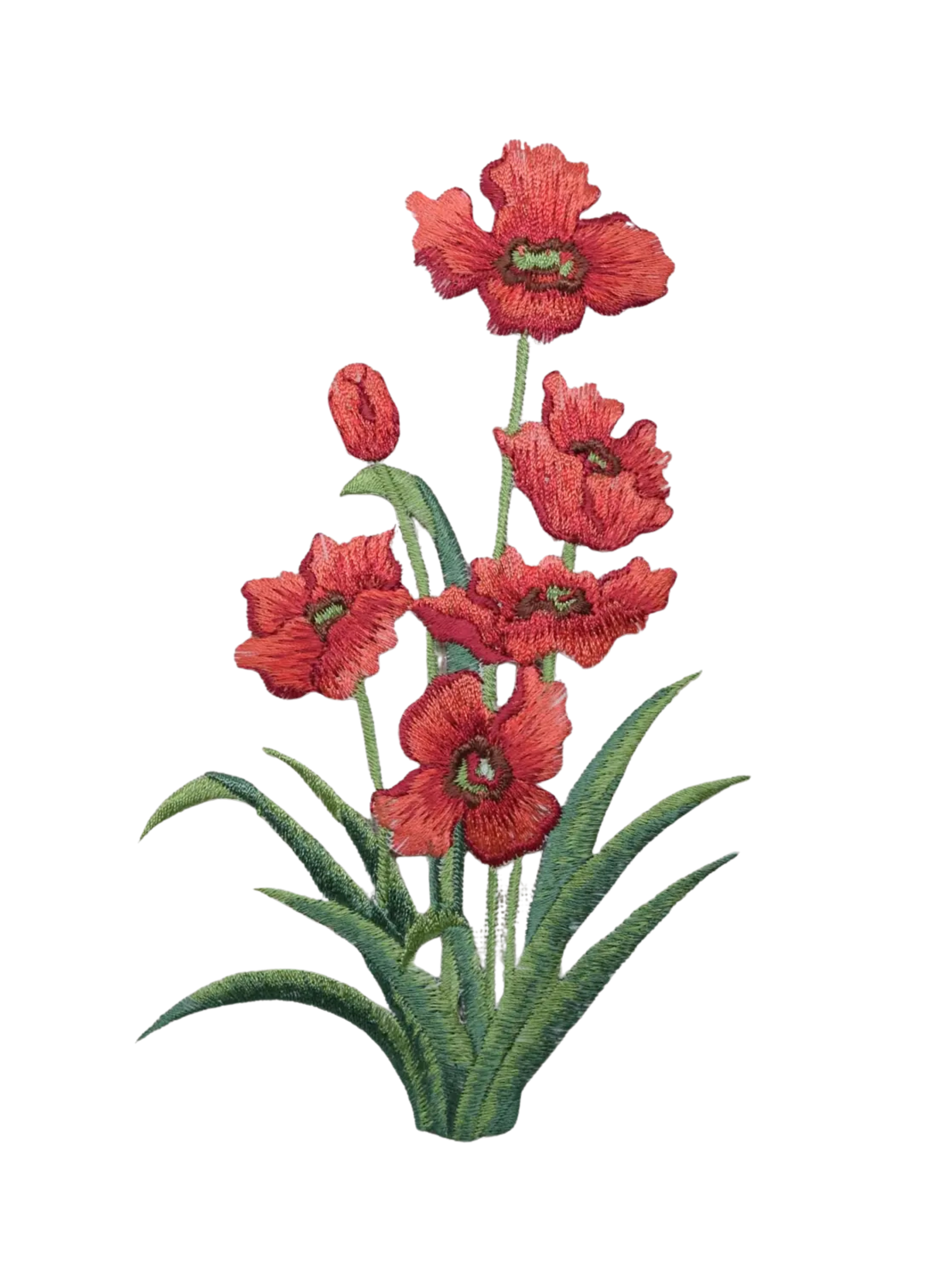 Red Poppy Iron-On Patch
