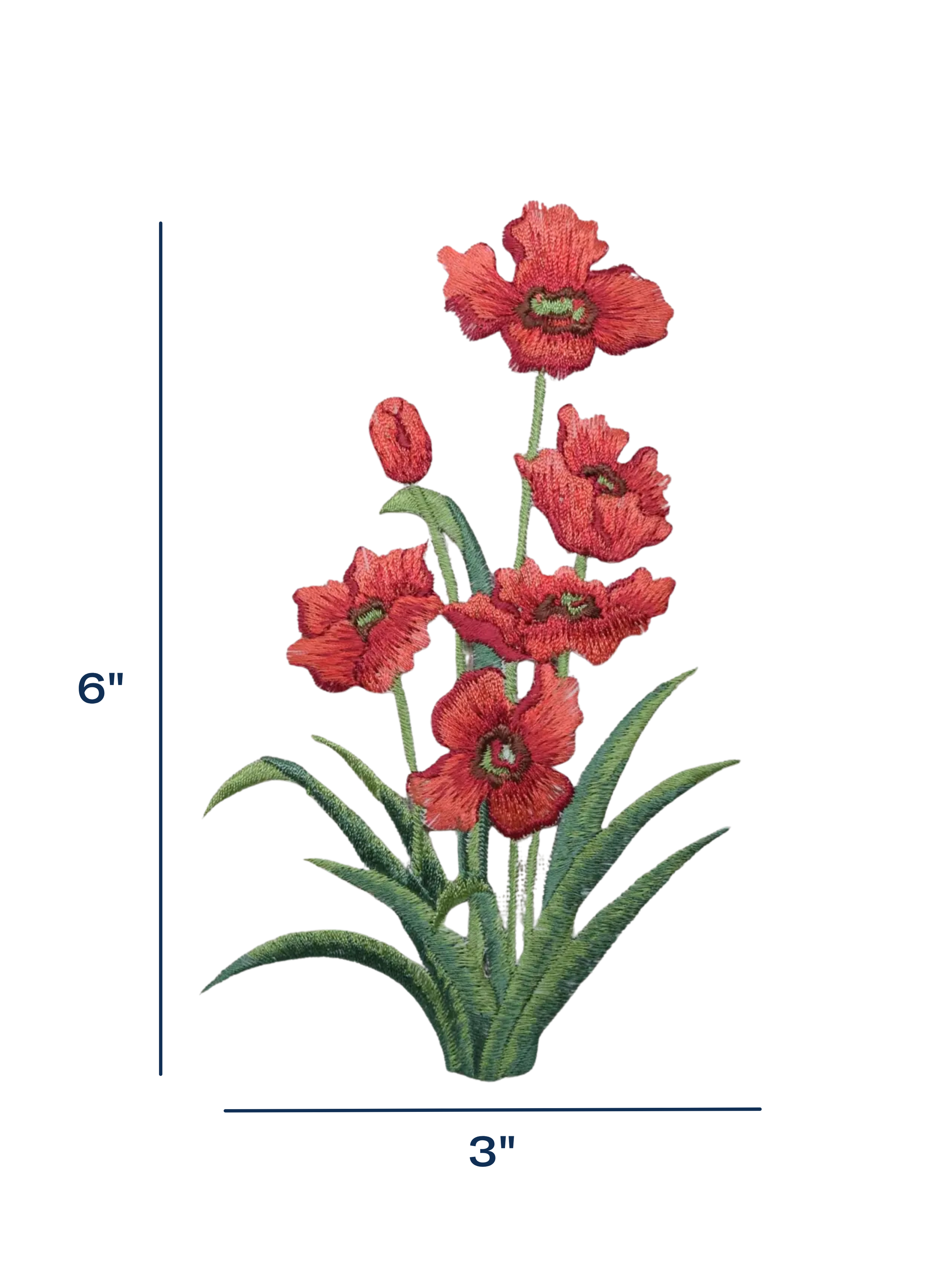 Red Poppy Iron-On Patch