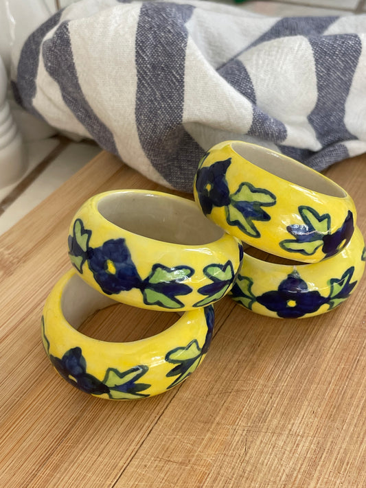 Sunlight Ceramic Napkin Rings, Set of 4