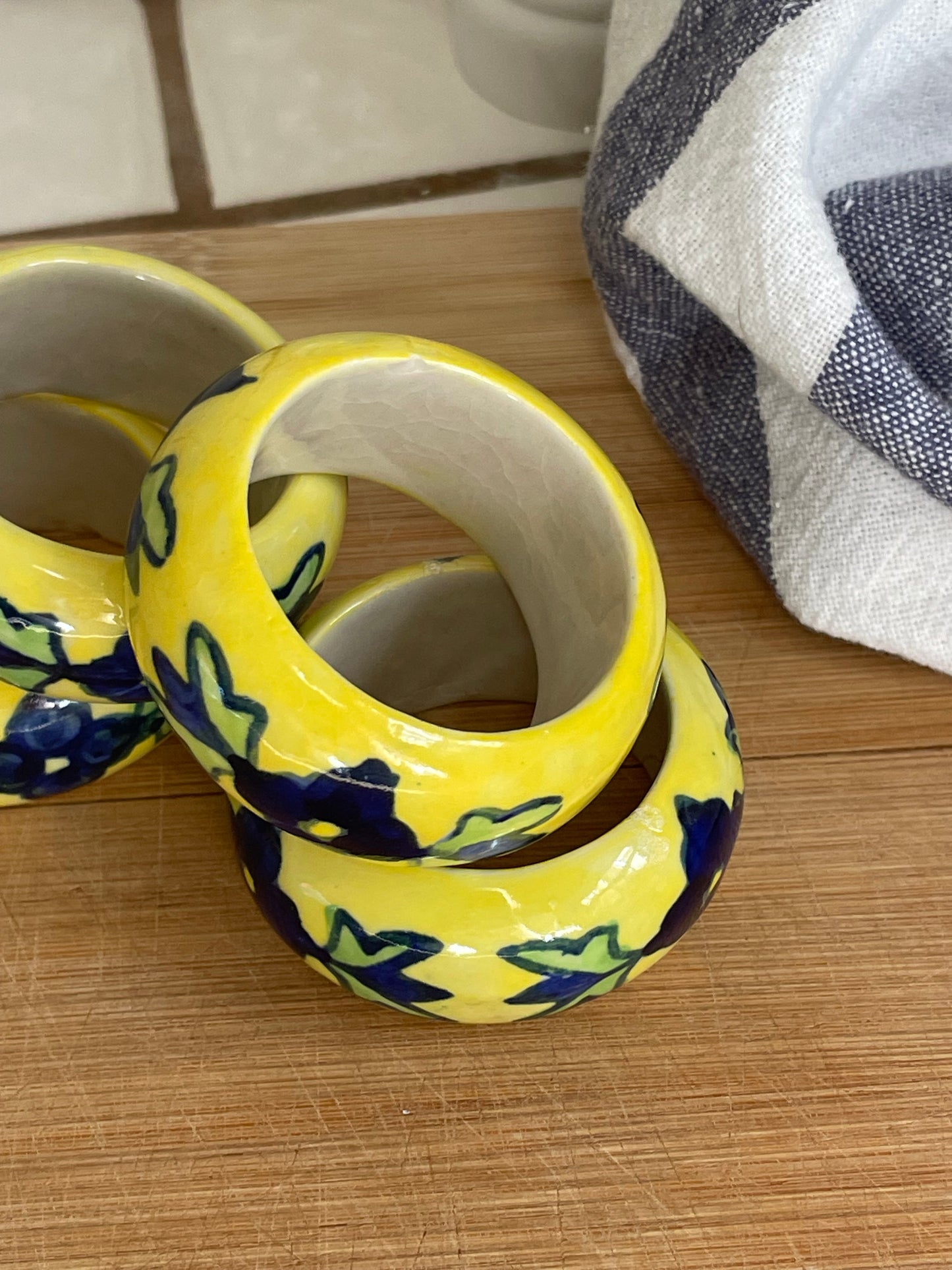 Sunlight Ceramic Napkin Rings, Set of 4