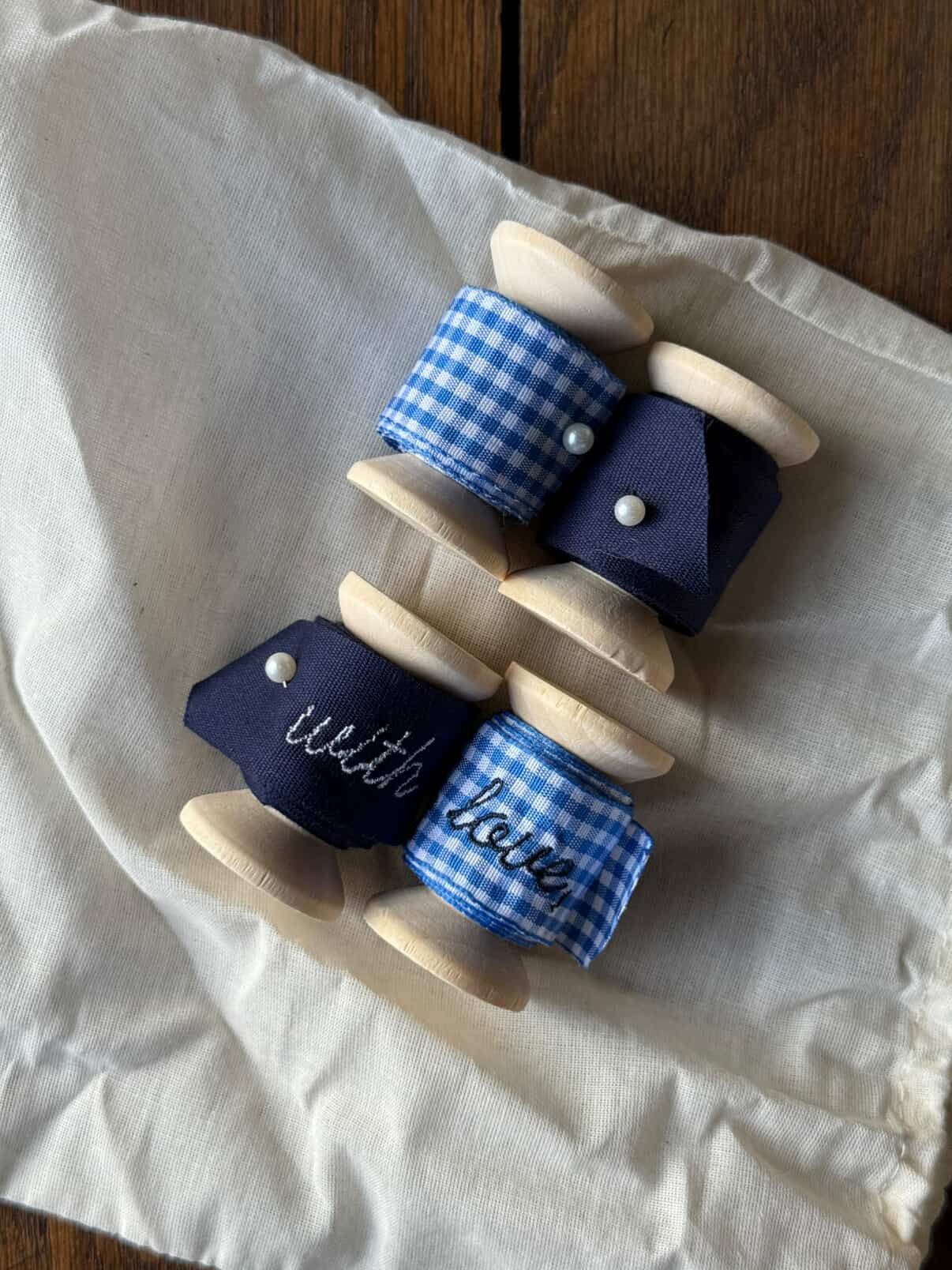 Blue Gingham Personalized Ribbon